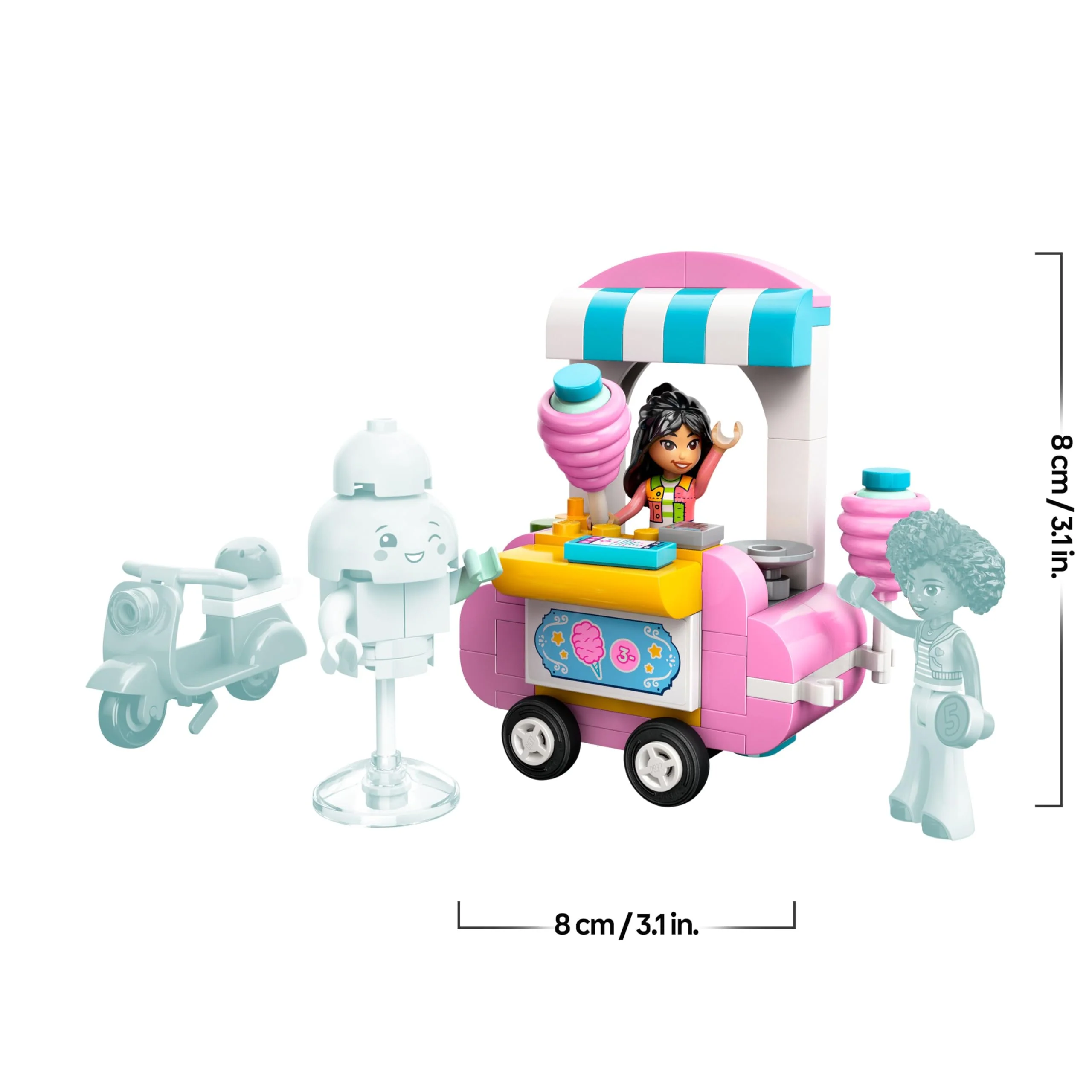 LEGO Friends Zuckerwattestand, Spielset für kreative Rollenspiele mit 2 Minifiguren, fahrbarem Stand und Zubehör, Geschenk für Mädchen ab 6 Jahren, Bauset mit Mini Puppen 42643 - Image 6
