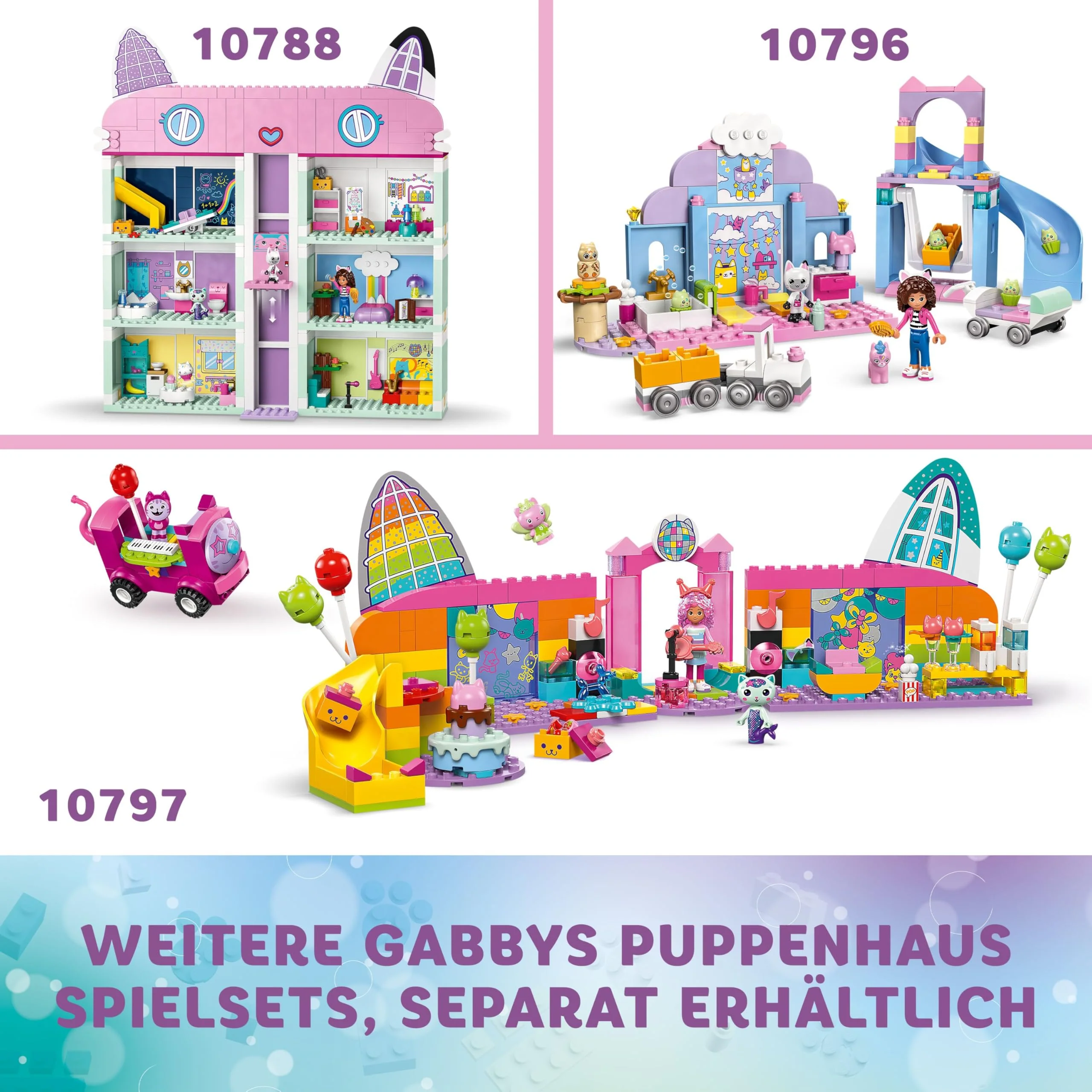 LEGO Gabby's Puppenhaus – Gabbys Katzenpflege Spielset – Kreatives Tier Spielzeug - Bauset mit Auto, Zug, Rutsche, Minifiguren & Zubehör – Kinder Geschenk für Mädchen ab 4 Jahren – 10796 - Image 7