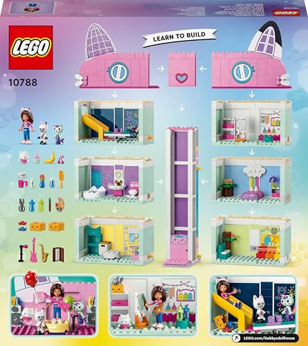 LEGO Gabby's Puppenhaus Spielzeug - 4-stöckiges Puppenhaus mit Gabby, Pfötchen-Panda, MeerMieze und Kuchen-Katze Minifiguren und Zubehör - Geschenk für Mädchen und Jungen ab 4 Jahren - 10788 - Image 2