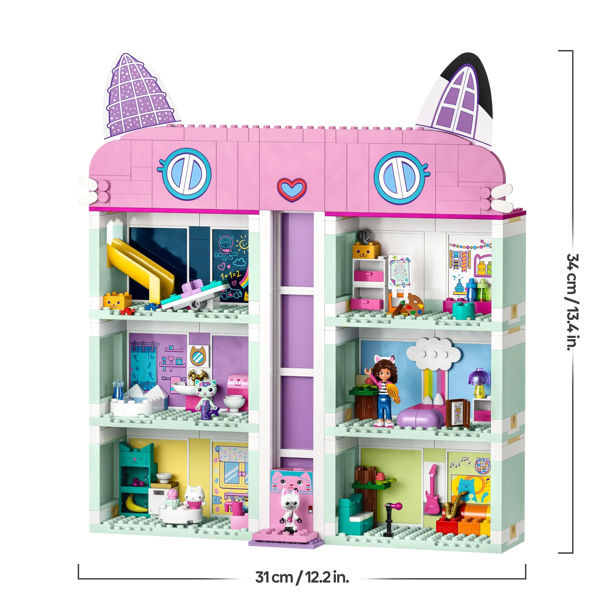 LEGO Gabby's Puppenhaus Spielzeug - 4-stöckiges Puppenhaus mit Gabby, Pfötchen-Panda, MeerMieze und Kuchen-Katze Minifiguren und Zubehör - Geschenk für Mädchen und Jungen ab 4 Jahren - 10788 - Image 6