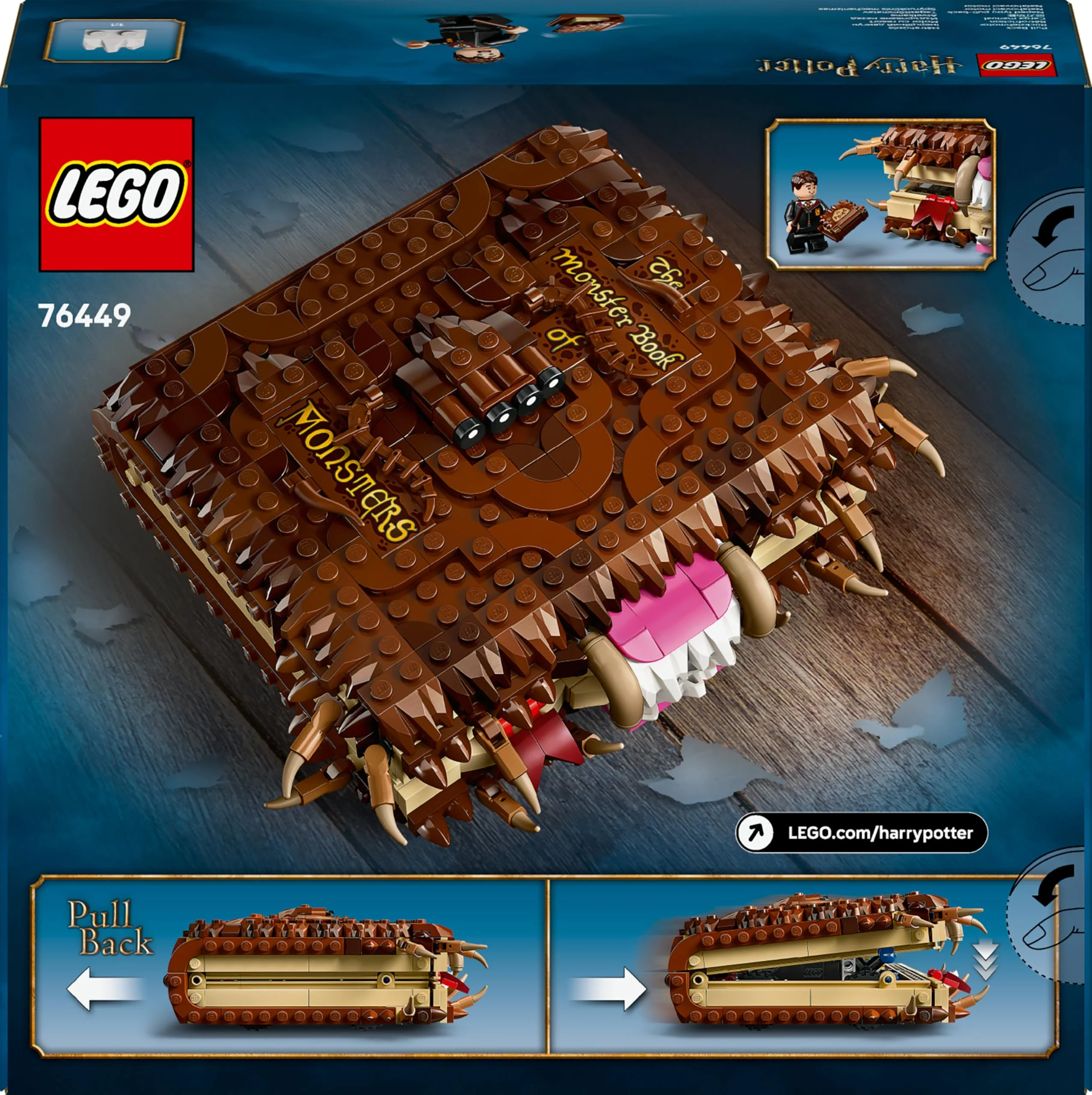 LEGO Harry Potter Beißendes Monsterbuch der Monster – Interaktives Spielzeug mit Rückziehmotor und beißendem Mund – mit Neville Longbottom Mini-Figur – Geschenk für Kinder, Harry Potter Fans – 76449 - Image 2