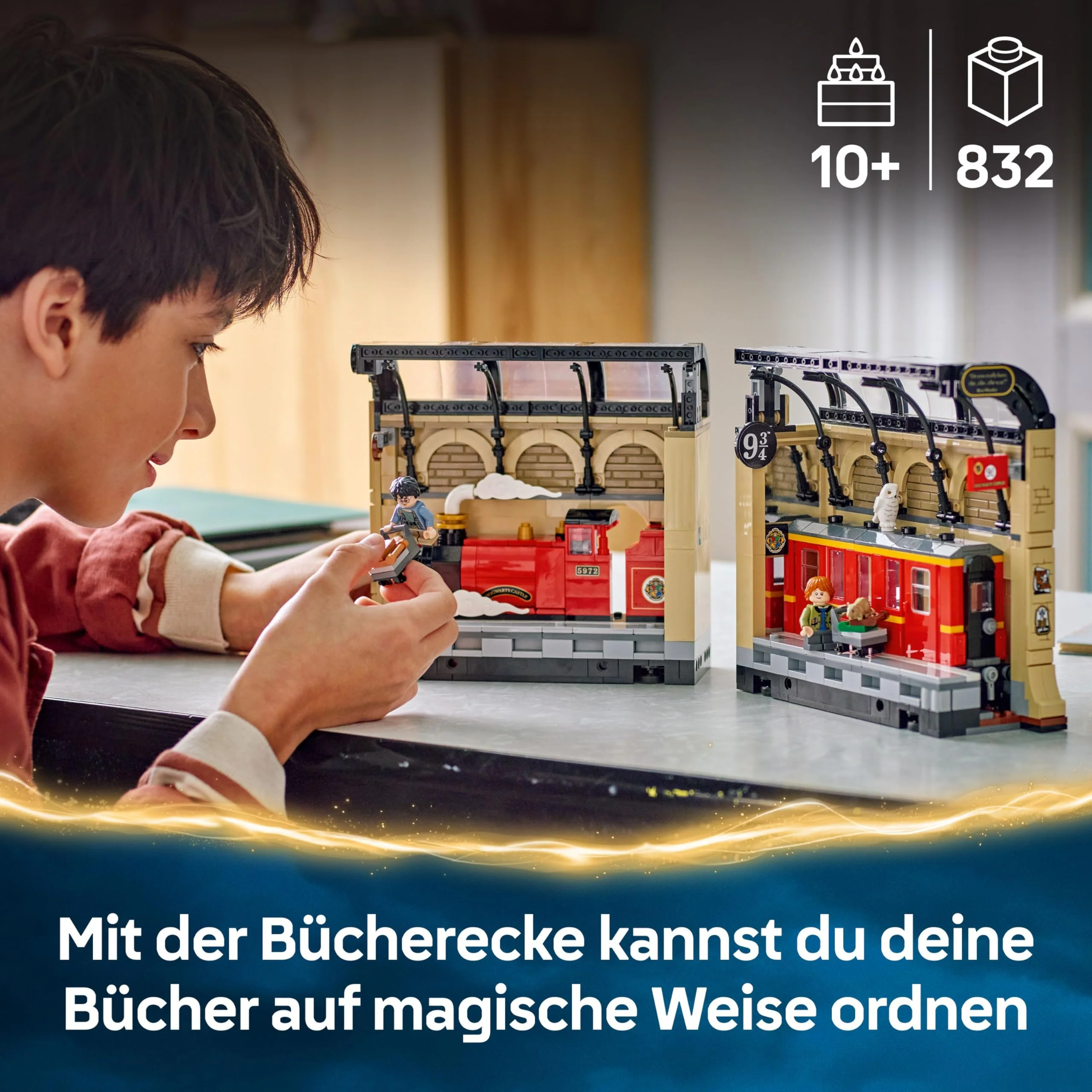 LEGO Harry Potter Buchstütze: Hogwarts Express - Set mit Spielzeug Zug, 2 Minifiguren inkl. Ron Weasley, Hedwig und Krätze - Wizarding World Geschenk für Jungen, Mädchen & Fans ab 10 Jahren - 76450 - Image 10