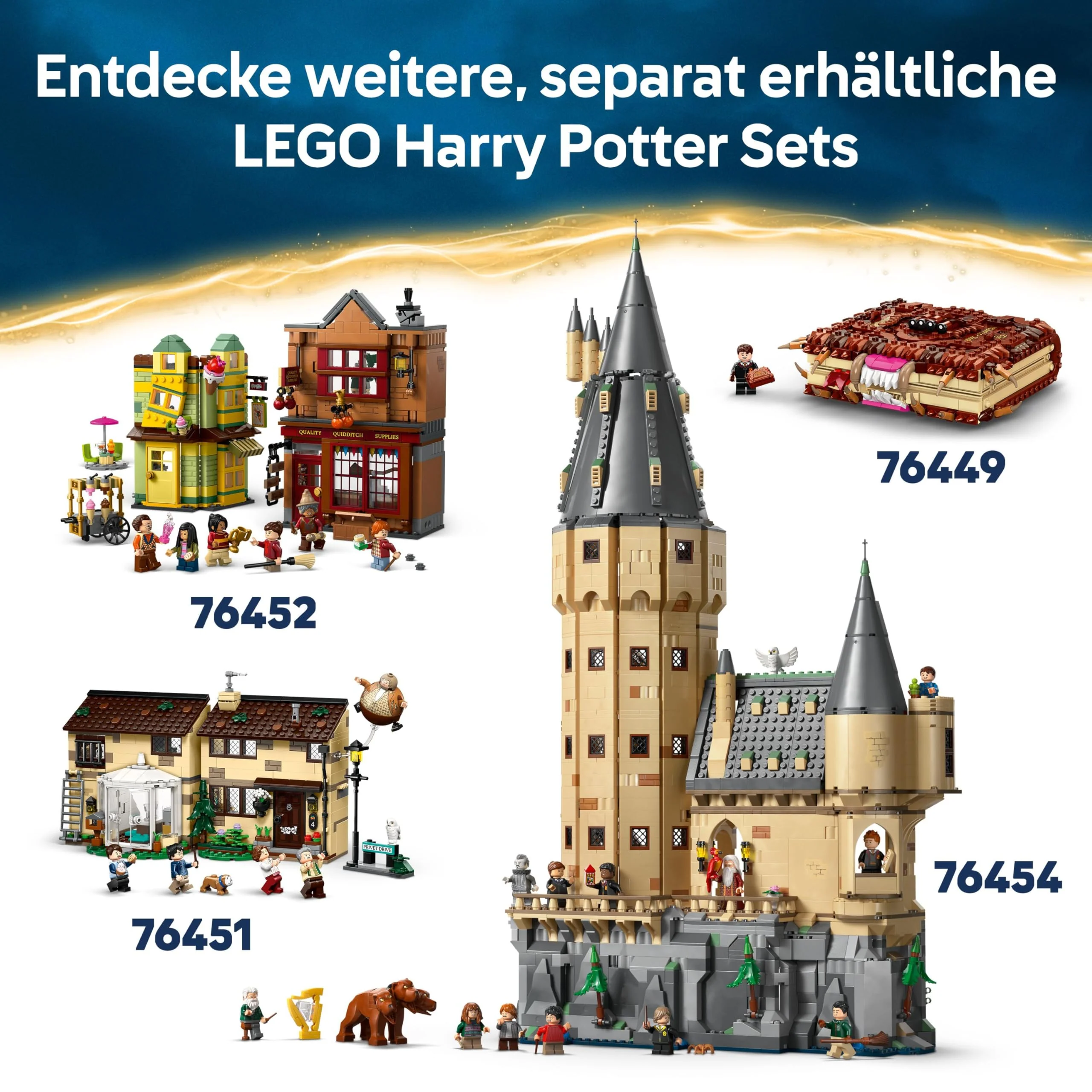 LEGO Harry Potter Buchstütze: Hogwarts Express - Set mit Spielzeug Zug, 2 Minifiguren inkl. Ron Weasley, Hedwig und Krätze - Wizarding World Geschenk für Jungen, Mädchen & Fans ab 10 Jahren - 76450 - Image 6