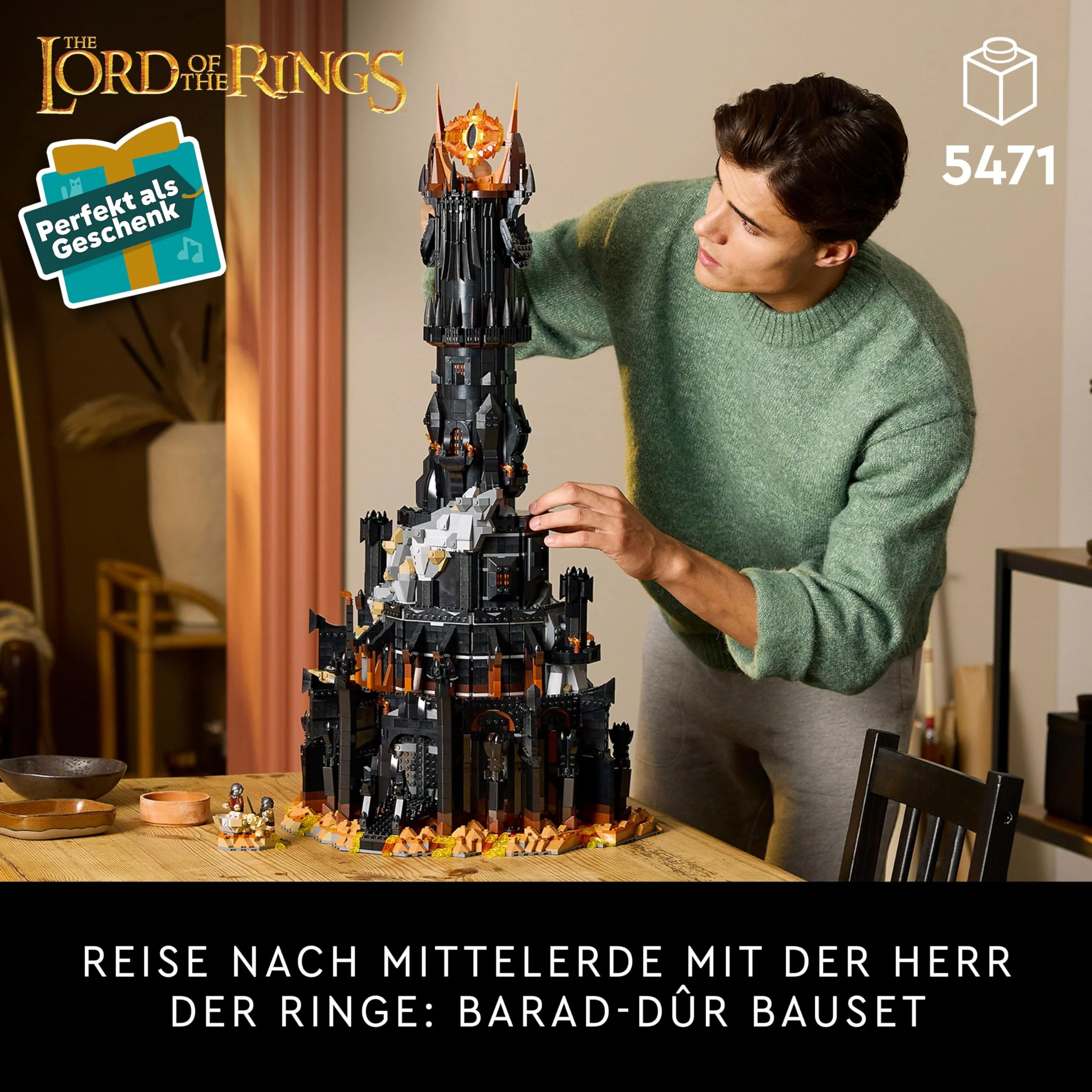 LEGO Icons Der Herr der Ringe: Barad-dûr, Bauset für Erwachsene mit den Minifiguren Sauron, Gothmog, Ork, Frodo, Sam und Gollum, Erinnerungsstück zum Film, Sammlerstück für Fans 10333 - Image 11