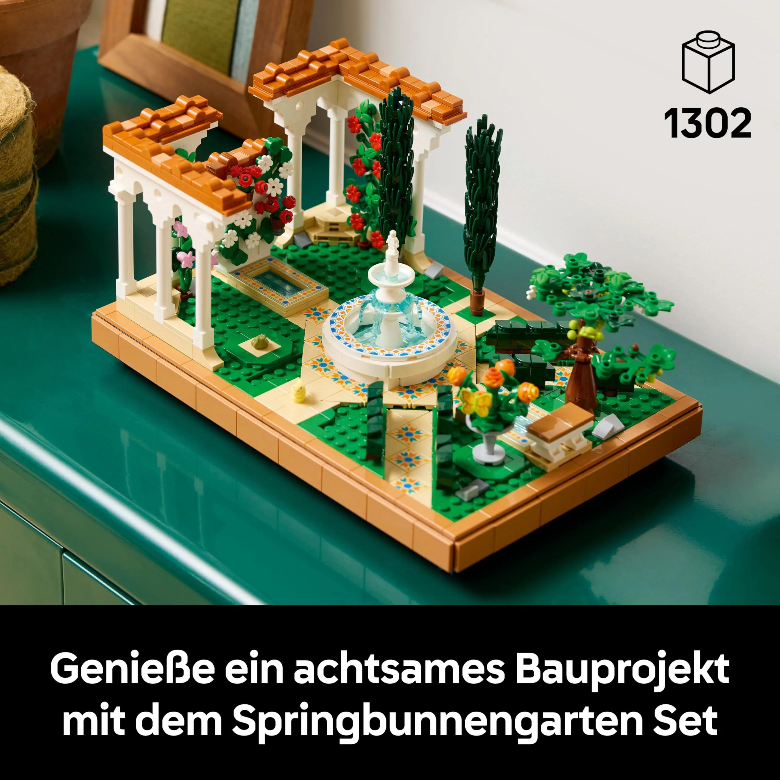 LEGO Icons Springbrunnengarten - Miniatur Bauset für Erwachsene mit Laubengängen, Zypressen, Bäumen, Weinreben, Blumen - Kreative Geschenkidee zum Geburtstag, Einweihung für Frauen, Männer - 10359 - Image 12