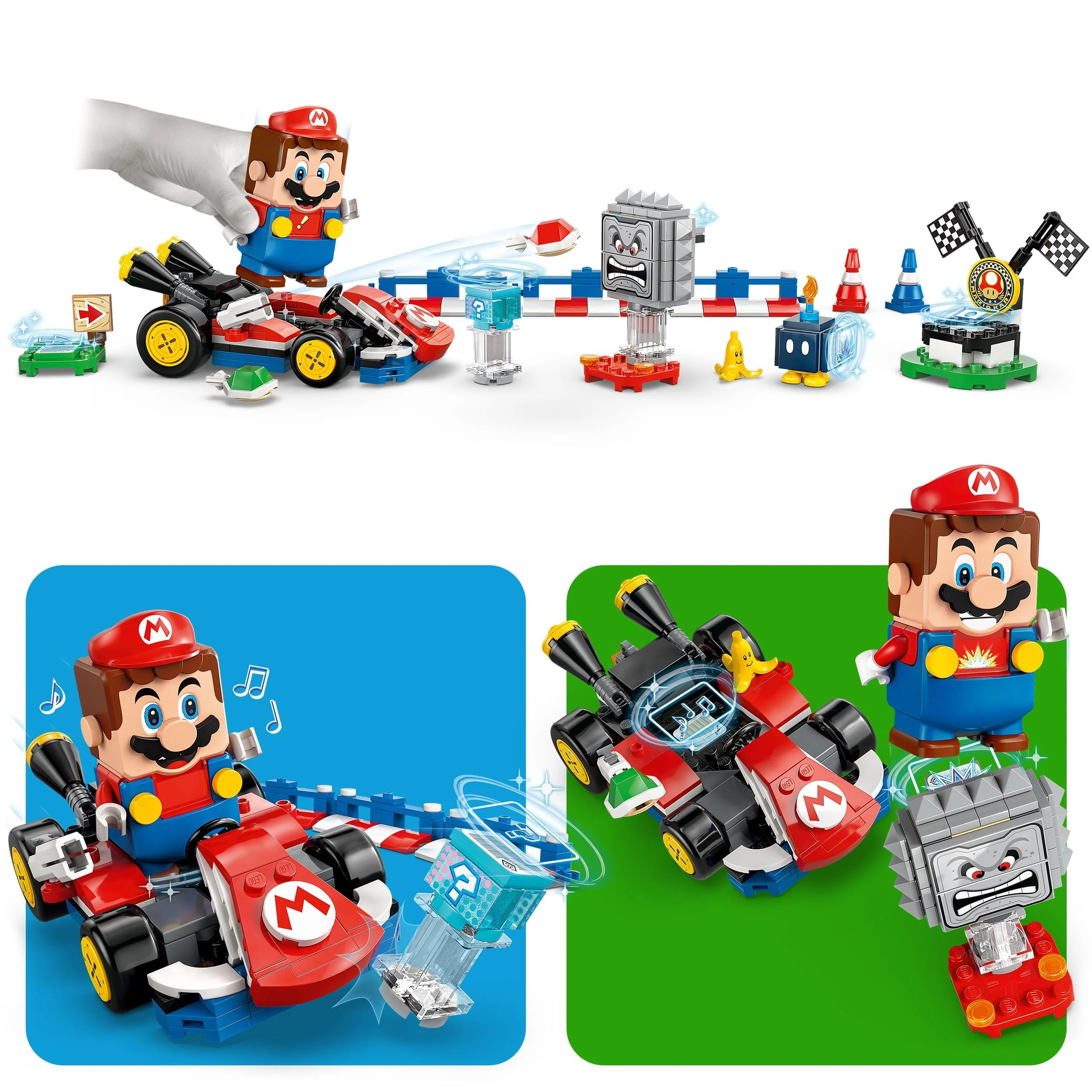 LEGO Mario Kart - Interaktiver Mario & Standard-Kart - Nintendo Spielzeug - Spiel Rennstrecke mit Auto, 3 Figuren, Podium & Barrieren - Gamer Geschenk für Jungen & Mädchen ab 7 Jahren - 72043 - Image 5