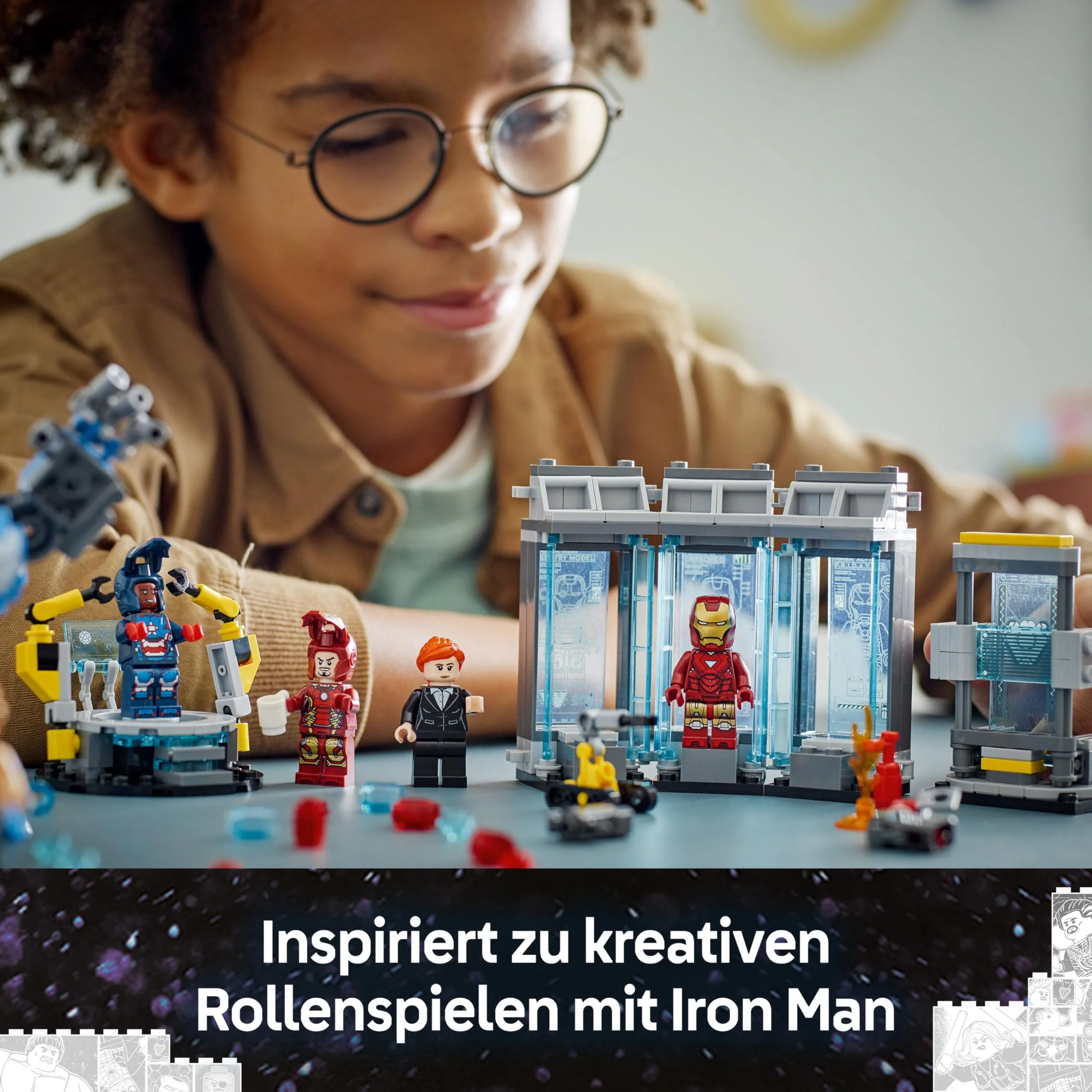 LEGO Marvel Iron Mans Labor: Halle der Rüstungen - Superhelden Spielzeug mit Einer Mech Figur, 5 Minifiguren inkl. Aldrich Killian - Avengers Geschenk für Jungen und Mädchen ab 8 Jahren 76315 - Image 7