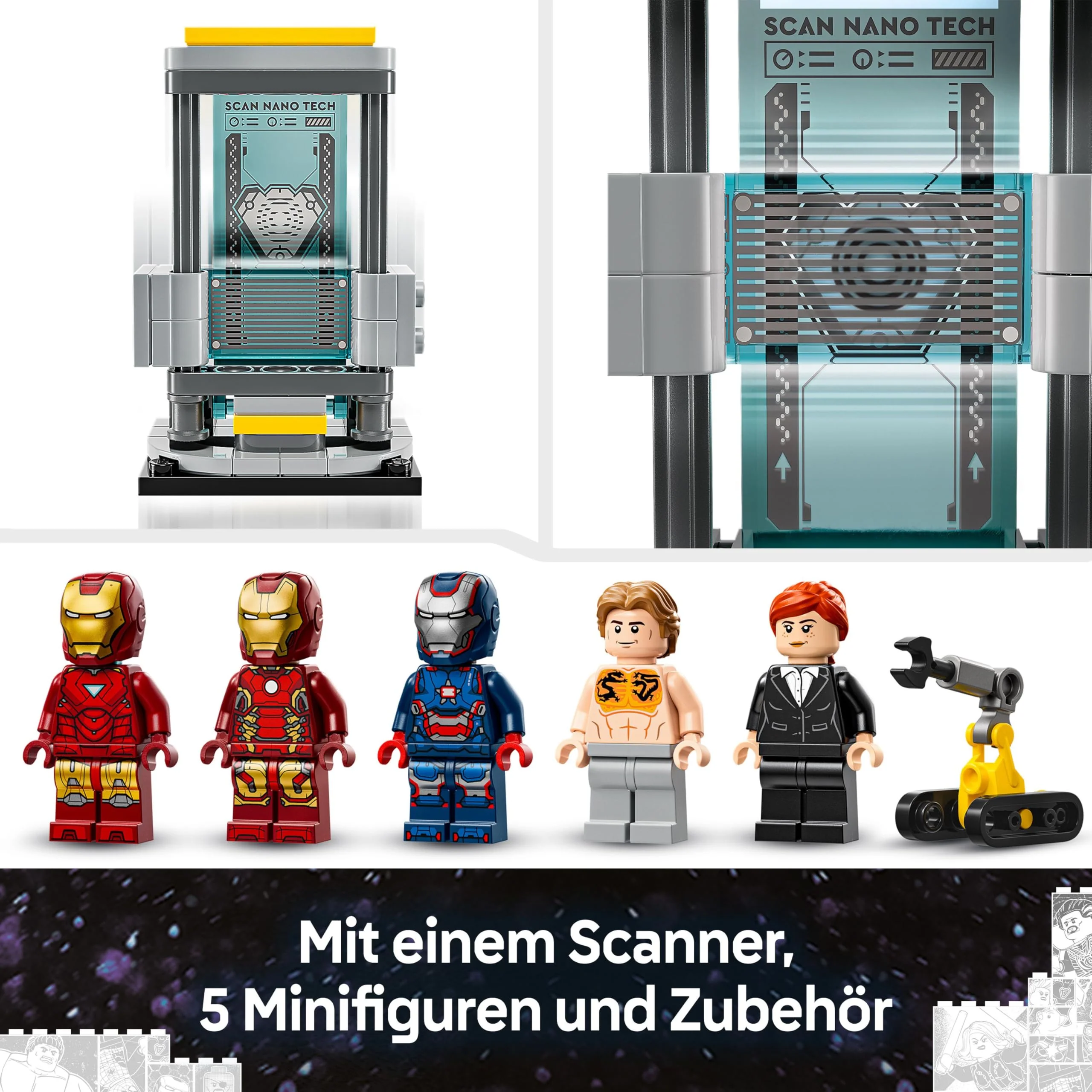 LEGO Marvel Iron Mans Labor: Halle der Rüstungen - Superhelden Spielzeug mit Einer Mech Figur, 5 Minifiguren inkl. Aldrich Killian - Avengers Geschenk für Jungen und Mädchen ab 8 Jahren 76315 - Image 8