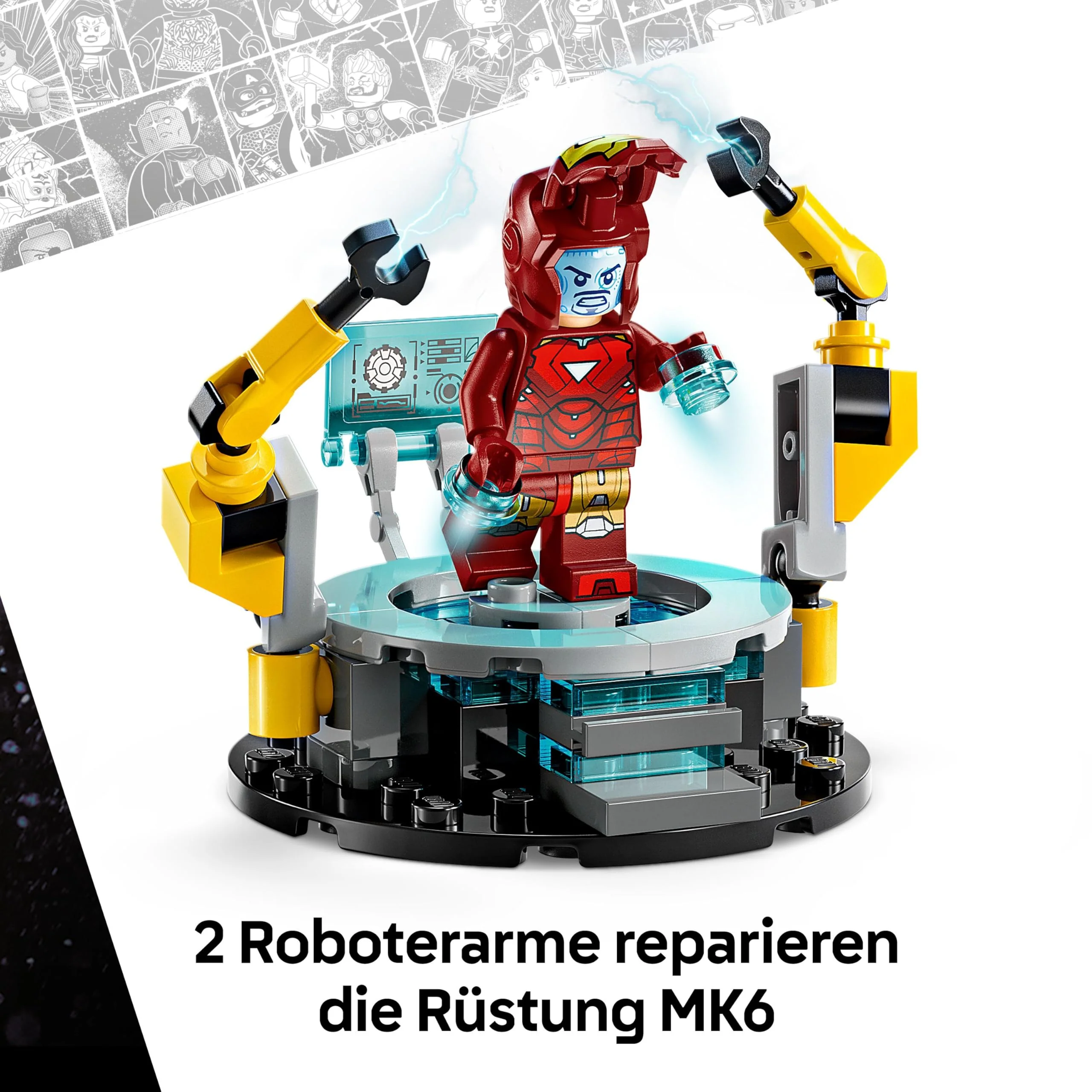 LEGO Marvel Iron Mans Labor: Halle der Rüstungen - Superhelden Spielzeug mit Einer Mech Figur, 5 Minifiguren inkl. Aldrich Killian - Avengers Geschenk für Jungen und Mädchen ab 8 Jahren 76315 - Image 9