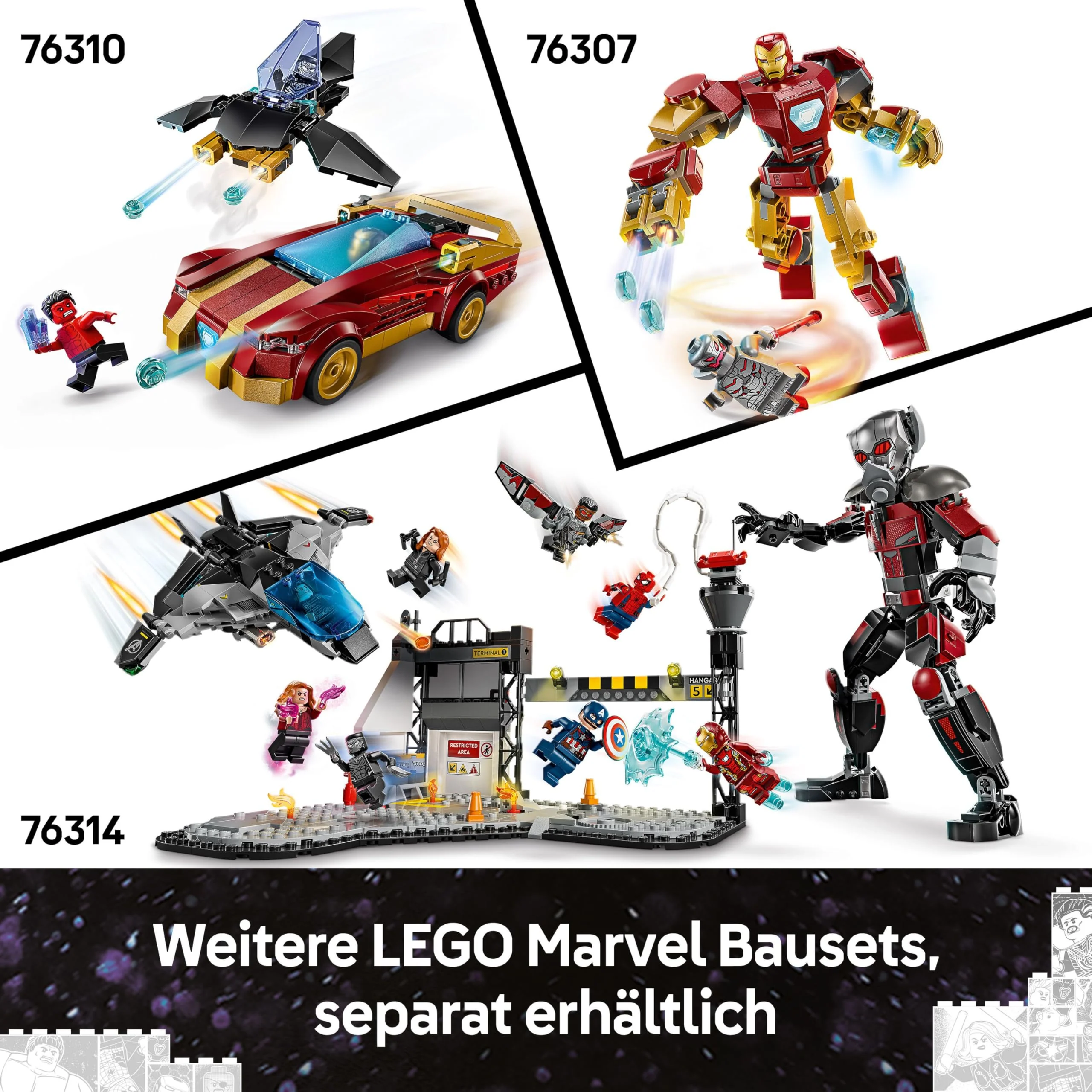 LEGO Marvel: Marvel Logo & Minifiguren - Sammlerstück inkl. Hulk, Thor, Iron Man, Black Widow und Captain America - Bauset mit Avengers Figuren - Geschenk für Jungen und Mädchen ab 12 Jahren 76313 - Image 8