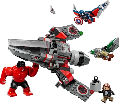 LEGO Marvel Showdown zwischen Captain America und Red Hulk, Geschenk für Kinder, Set mit baubarem Jet, Superhelden Spielzeug für Jungen und Mädchen ab 8 Jahren, Abenteuer Bauspielzeug 76292 - Image 3