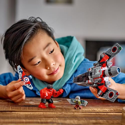 LEGO Marvel Showdown zwischen Captain America und Red Hulk, Geschenk für Kinder, Set mit baubarem Jet, Superhelden Spielzeug für Jungen und Mädchen ab 8 Jahren, Abenteuer Bauspielzeug 76292 - Image 4