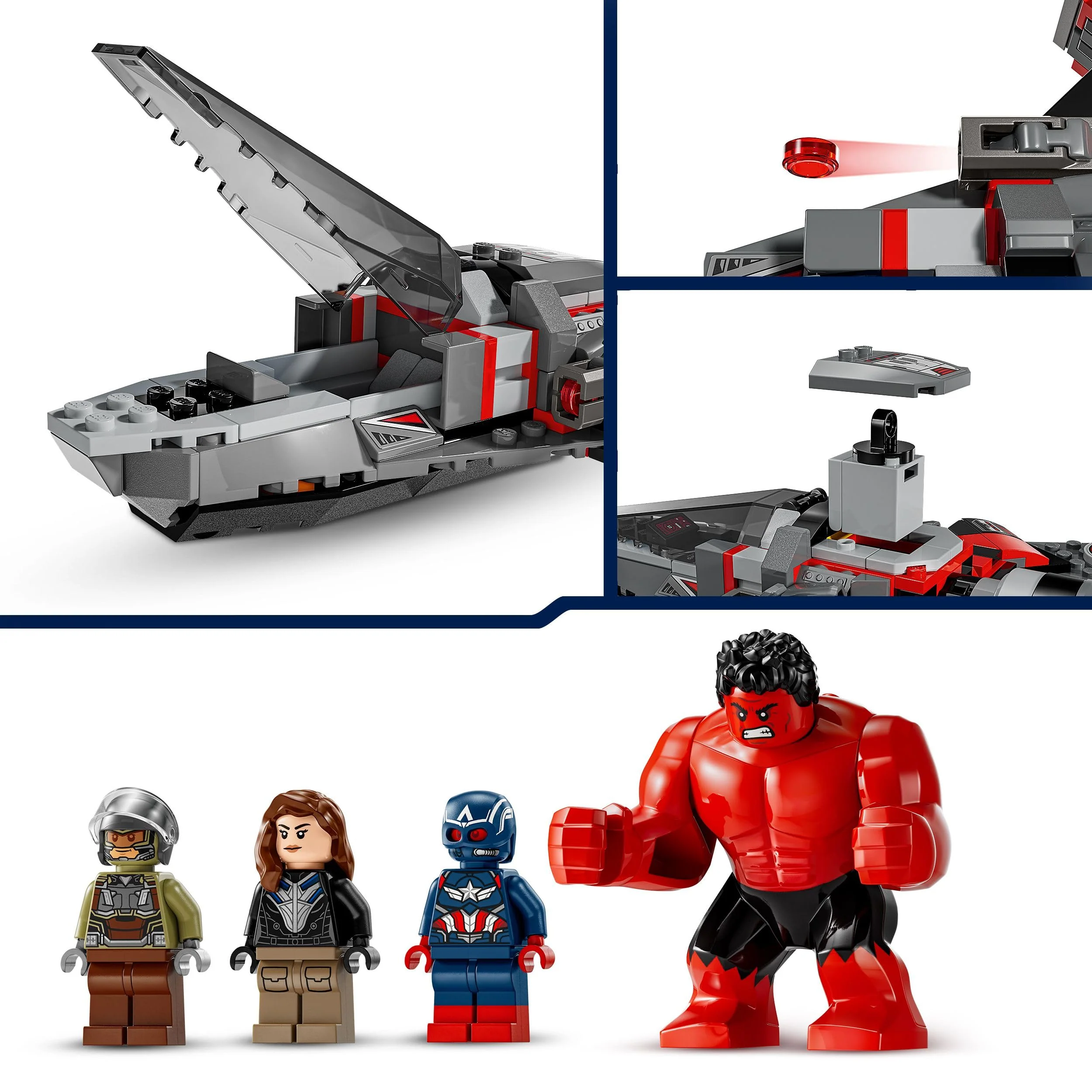 LEGO Marvel Showdown zwischen Captain America und Red Hulk, Geschenk für Kinder, Set mit baubarem Jet, Superhelden Spielzeug für Jungen und Mädchen ab 8 Jahren, Abenteuer Bauspielzeug 76292 - Image 7