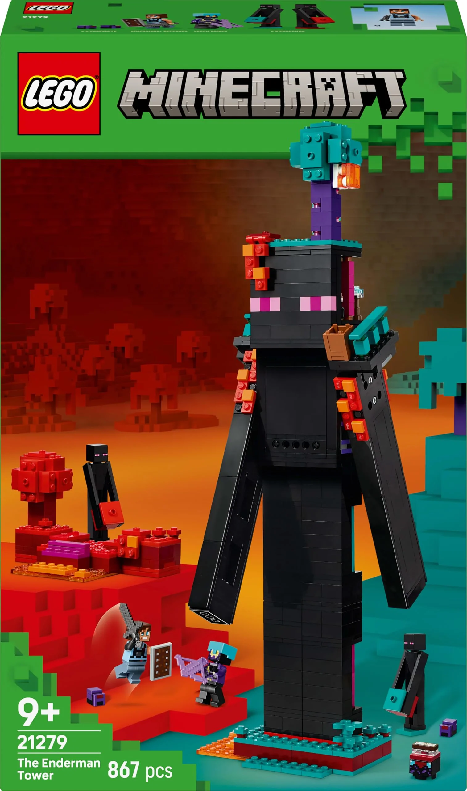 LEGO Minecraft 2in1 Der Enderman-Turm - Modulares Gaming Spielzeug - Lässt Sich in 2 Festungen umbauen - Mit 4 Minifiguren zum Sammeln - Gamer Geschenk für Jungen und Mädchen ab 9 Jahren - 21279 - Image 2