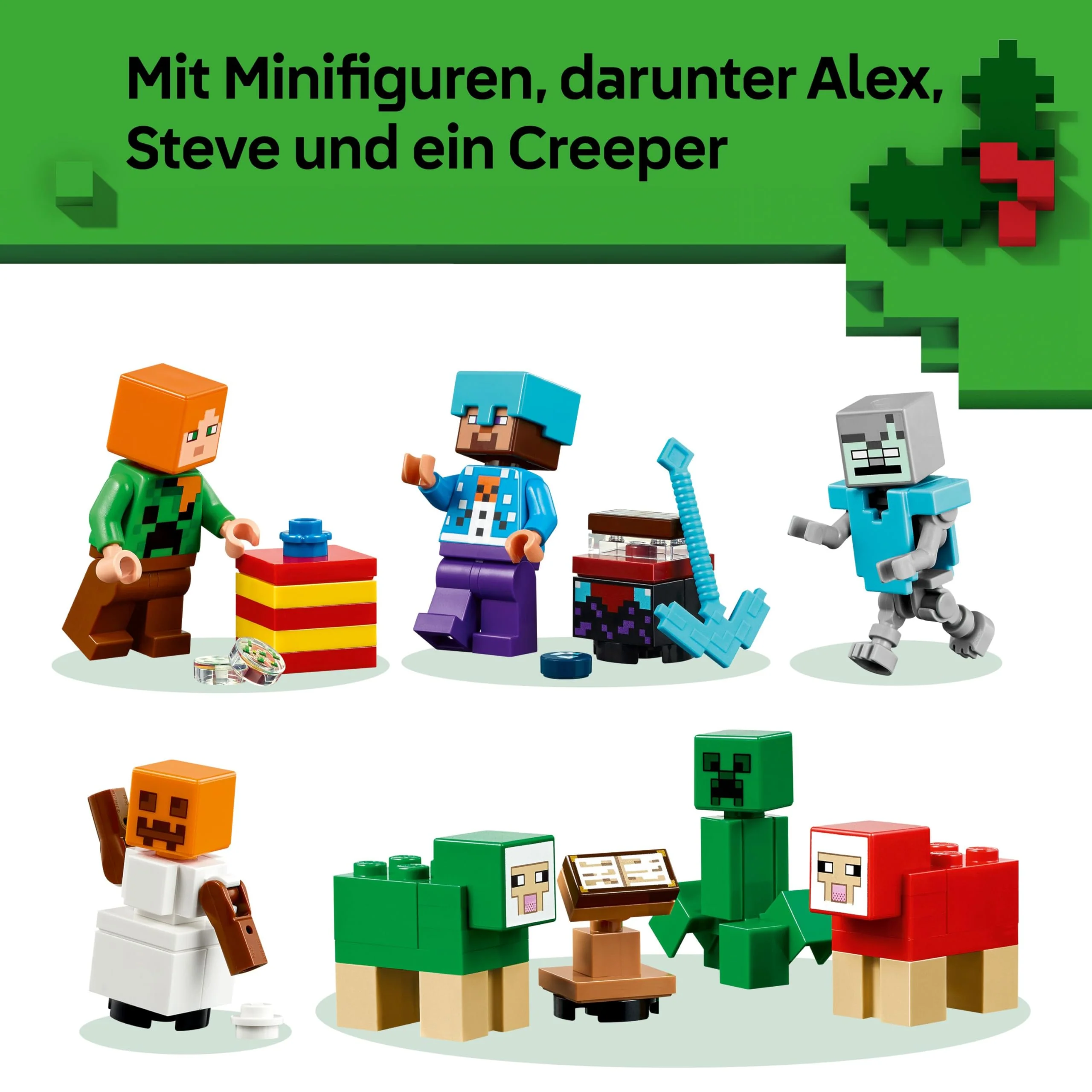 LEGO Minecraft Adventskalender 2025 - Weihnachten Spielzeug für Jungen & Mädchen ab 7 Jahren - 24 Überraschungen inkl. Minifiguren & Mini-Modellen - Kinder Spielset - Gaming Geschenk zum Advent 21280 - Image 5