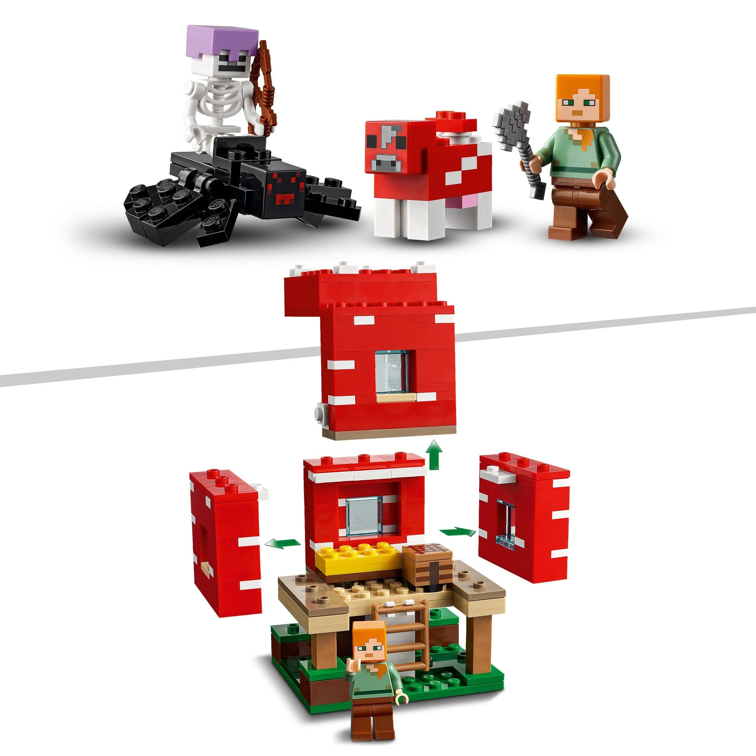 LEGO Minecraft Das Pilzhaus, Spielzeug ab 8 Jahren, Geschenk für Kinder mit Figuren von Alex, Mooshroom & Spinnenreiter, Kinderspielzeug 21179 - Image 6