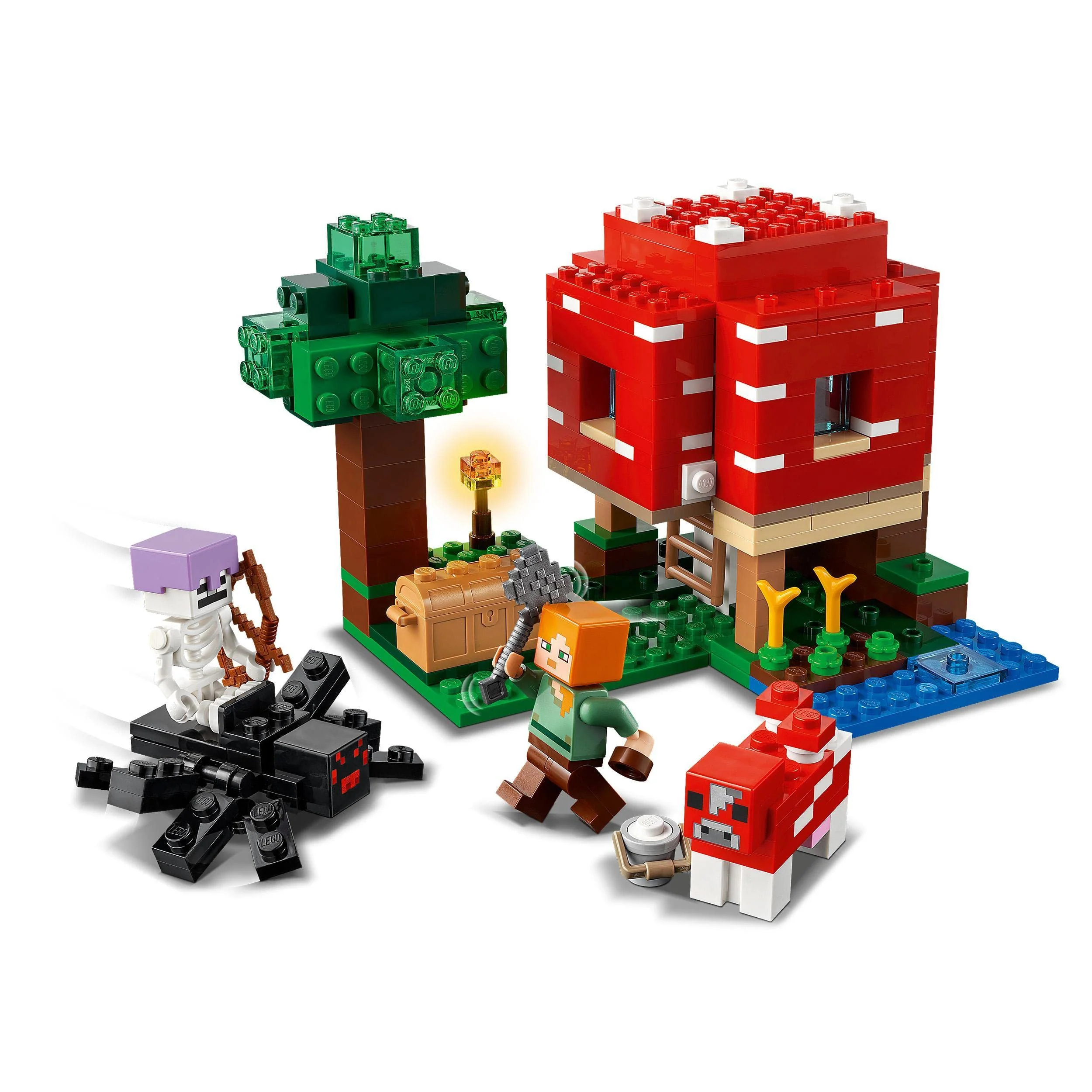 LEGO Minecraft Das Pilzhaus, Spielzeug ab 8 Jahren, Geschenk für Kinder mit Figuren von Alex, Mooshroom & Spinnenreiter, Kinderspielzeug 21179 - Image 8