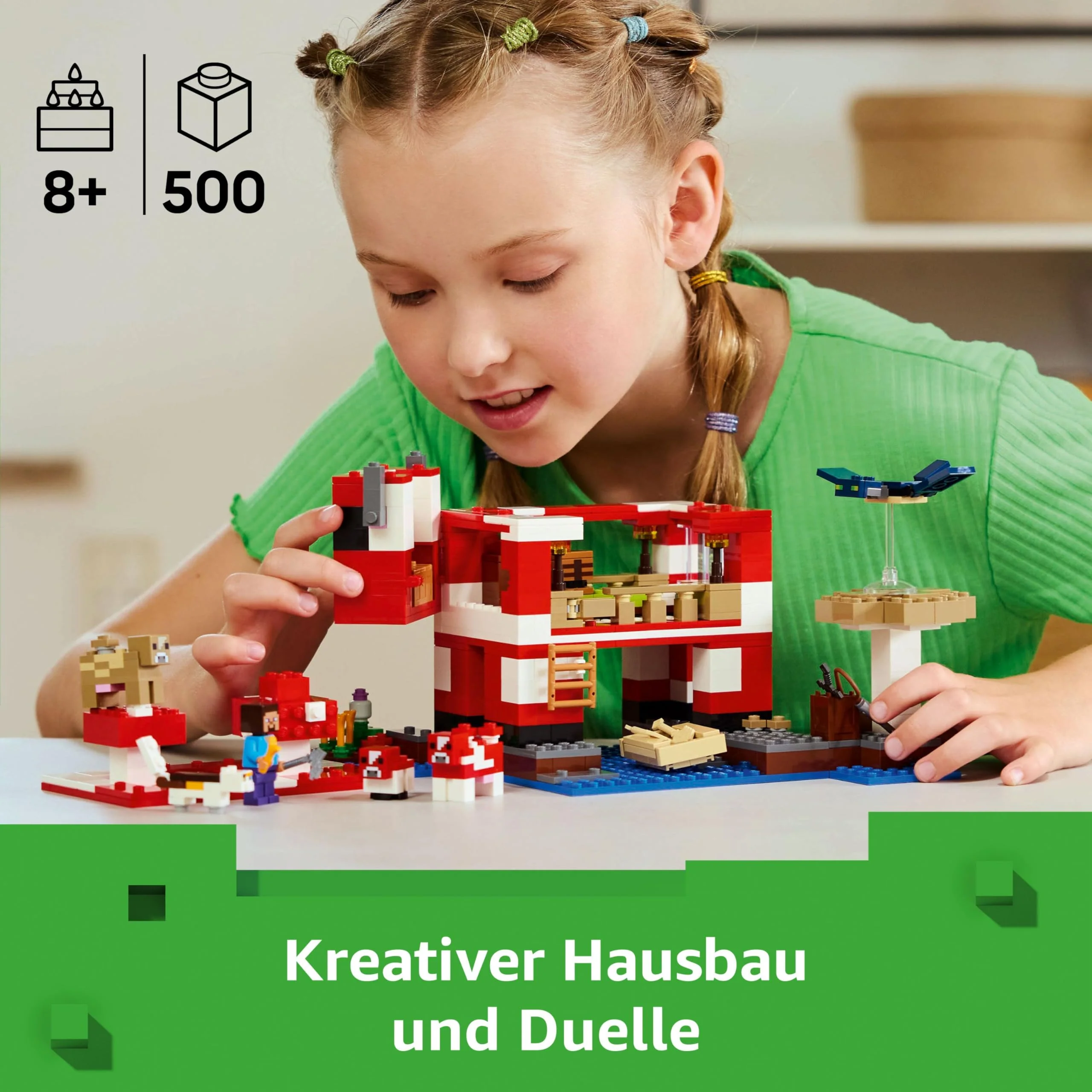 LEGO Minecraft Das Pilzkuh-Haus - Gaming Spielzeug mit Steve Figur, Mobs, einem Arbeitstisch und Einer Farm - Interaktives Spielset - Gaming Geschenk für Mädchen und Jungen ab 8 Jahren 21270 - Image 12