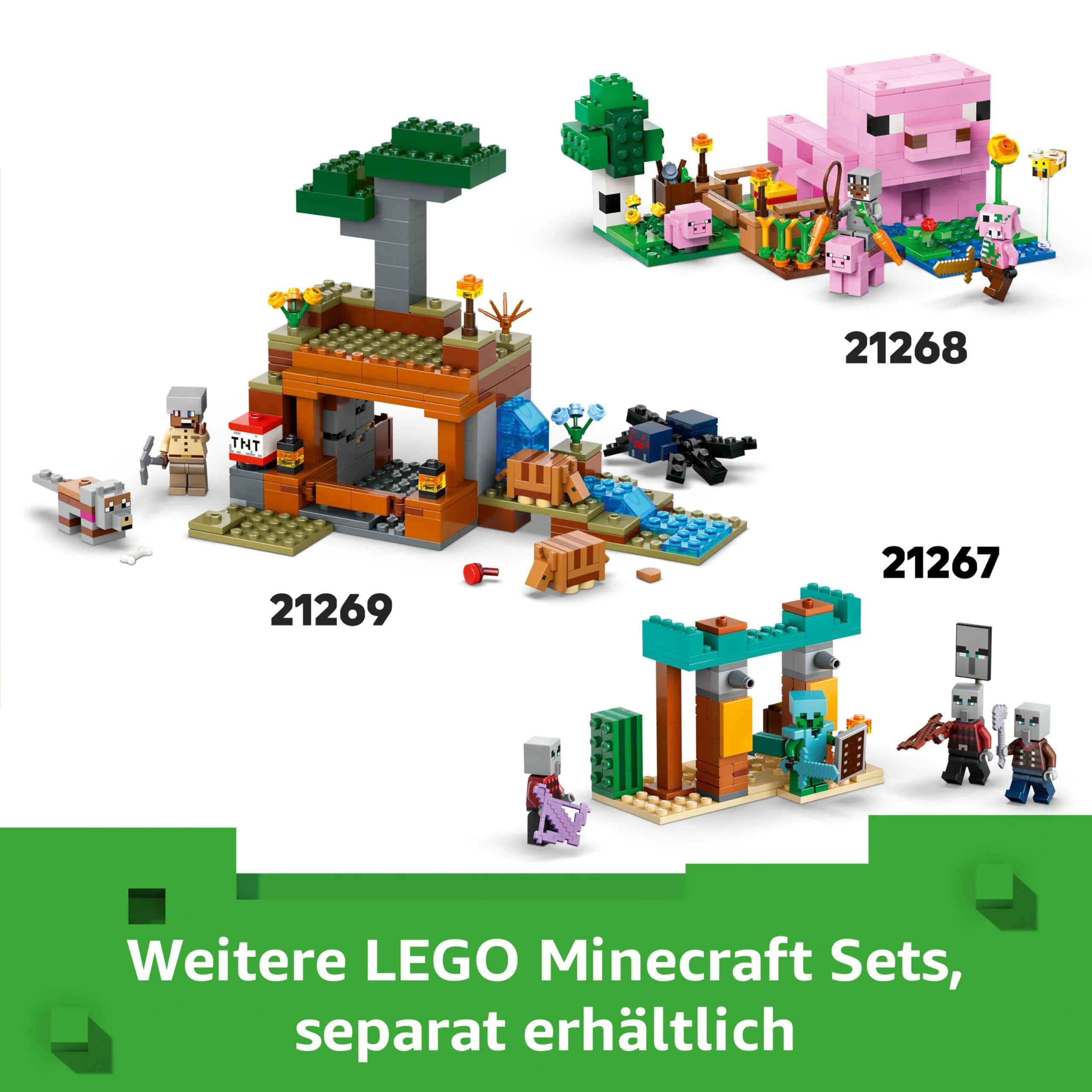 LEGO Minecraft Das Pilzkuh-Haus - Gaming Spielzeug mit Steve Figur, Mobs, einem Arbeitstisch und Einer Farm - Interaktives Spielset - Gaming Geschenk für Mädchen und Jungen ab 8 Jahren 21270 - Image 7
