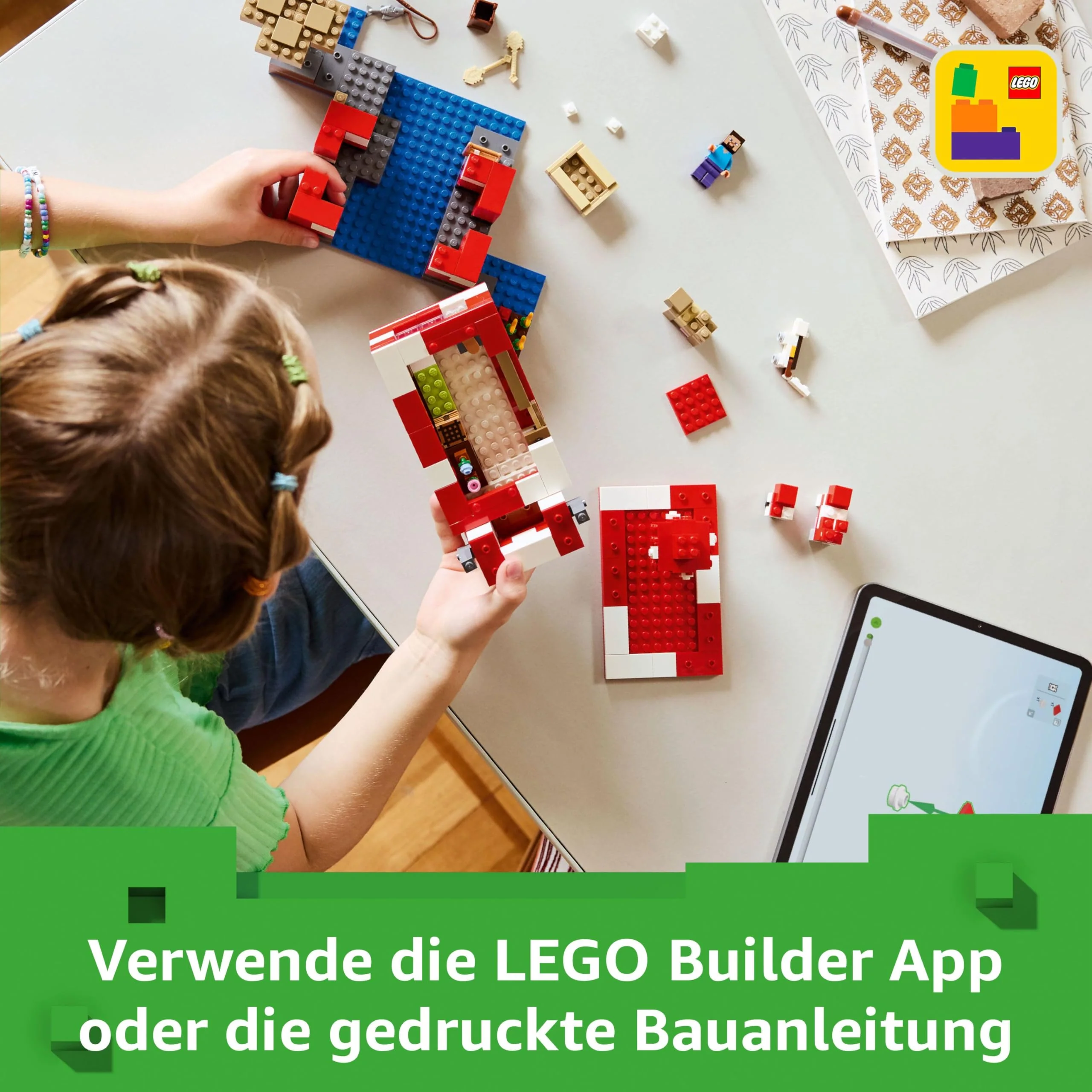 LEGO Minecraft Das Pilzkuh-Haus - Gaming Spielzeug mit Steve Figur, Mobs, einem Arbeitstisch und Einer Farm - Interaktives Spielset - Gaming Geschenk für Mädchen und Jungen ab 8 Jahren 21270 - Image 8