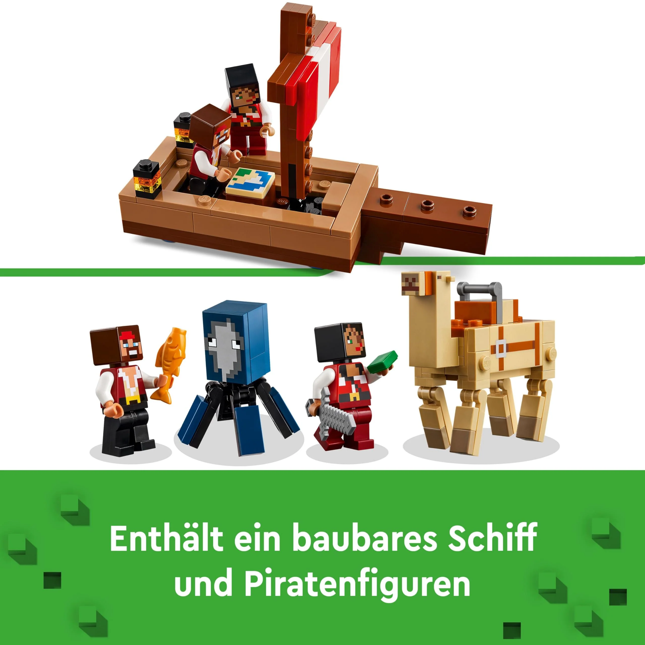 LEGO Minecraft Die Piratenschiffreise - Boot-Spielzeug mit 2 Piraten Minifiguren & 2 Tierfiguren sowie Zubehör - Schwert & Einer Karte - Gamer Geschenk für Jungen & Mädchen ab 8 Jahren - 21259 - Image 11