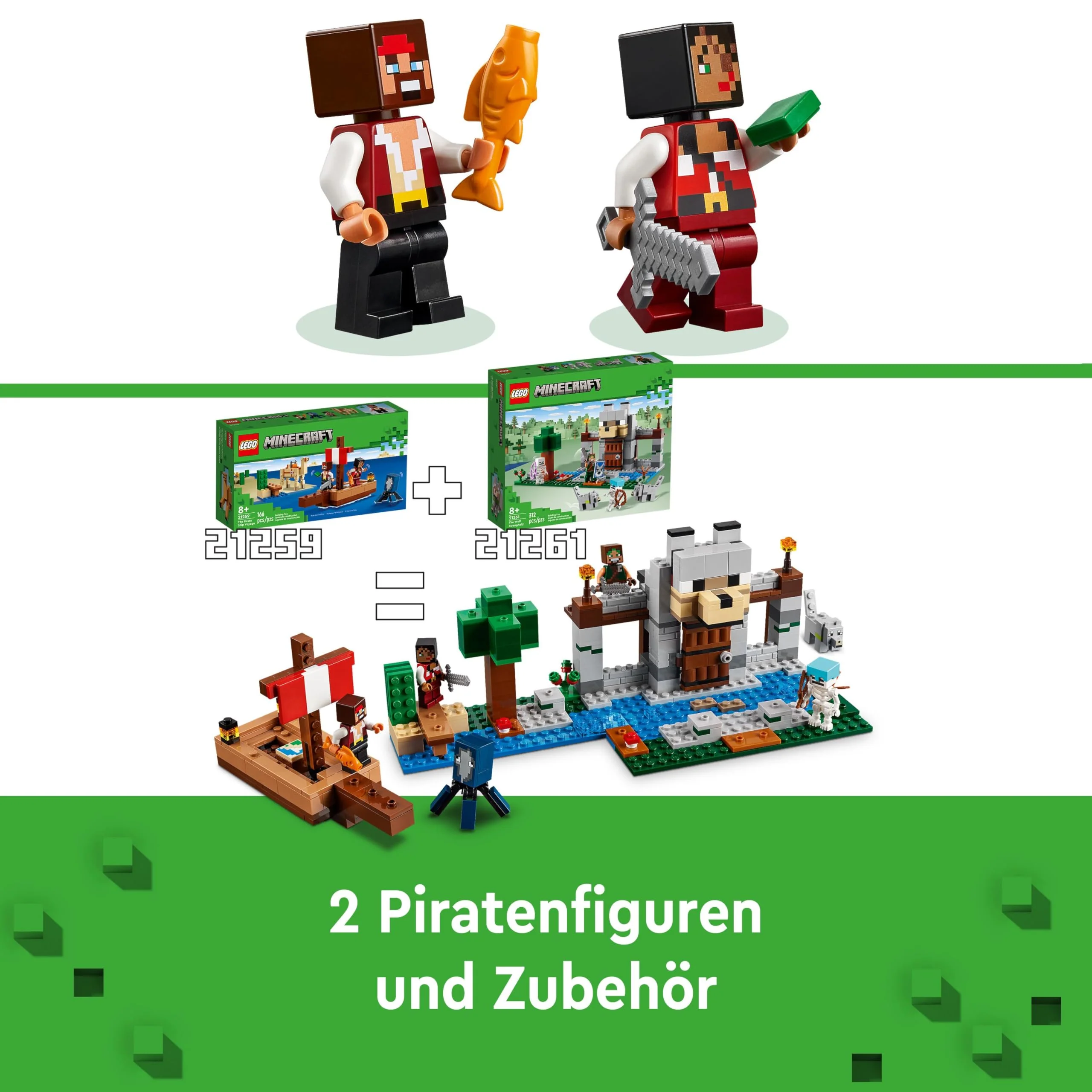 LEGO Minecraft Die Piratenschiffreise - Boot-Spielzeug mit 2 Piraten Minifiguren & 2 Tierfiguren sowie Zubehör - Schwert & Einer Karte - Gamer Geschenk für Jungen & Mädchen ab 8 Jahren - 21259 - Image 7