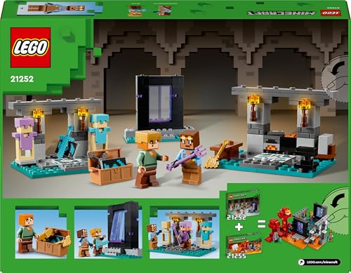 LEGO Minecraft Die Waffenkammer - Spielzeug mit Netherportal, inkl. Alex & Waffenschmied Figuren -Zubehör wie Goldaxt, Schwerter & Schild - Gamer Geschenk für Jungen & Mädchen ab 7 Jahren - 21252 - Image 2