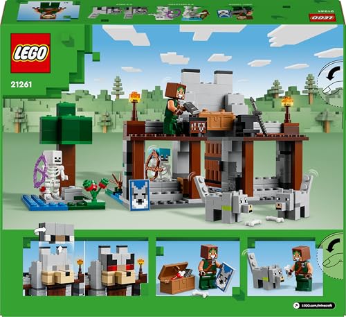 LEGO Minecraft Die Wolfsfestung - Kinder Spielzeug mit Einer Spielfigur, 2 Skelett Figuren & 2 Wölfen - Zubehör wie eine Werkbank und Schwert - Gamer Geschenk für Jungen & Mädchen ab 8 Jahren - 21261 - Image 2