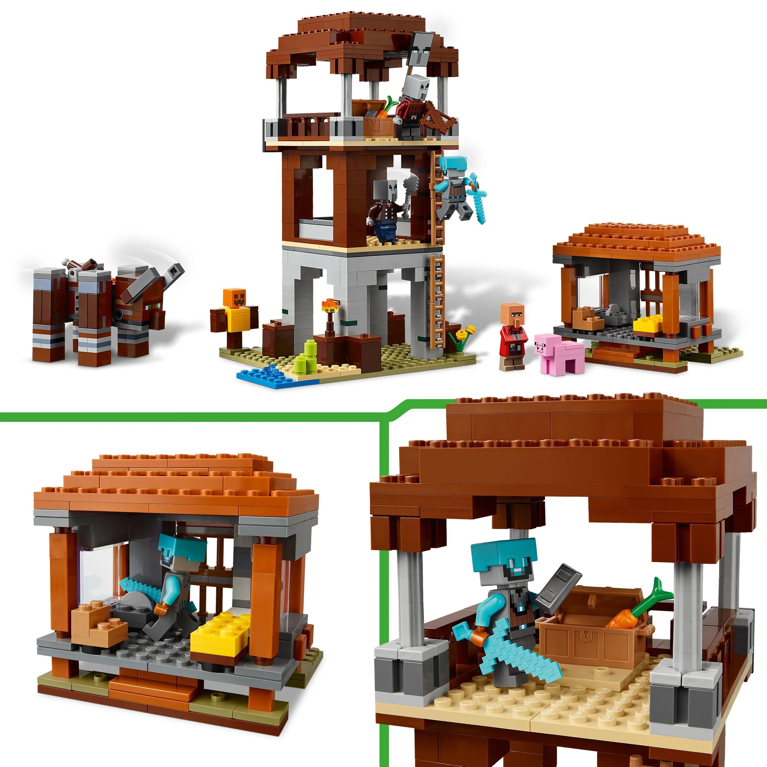 LEGO Minecraft EIN Verwüster am Plünderer-Außenposten - Gaming Spielzeug für Kinder - Minifigur mit Schnappkiefer Funktion und Dorf Festung - Gaming Geschenk für Jungen & Mädchen ab 8 Jahren - 21278 - Image 7