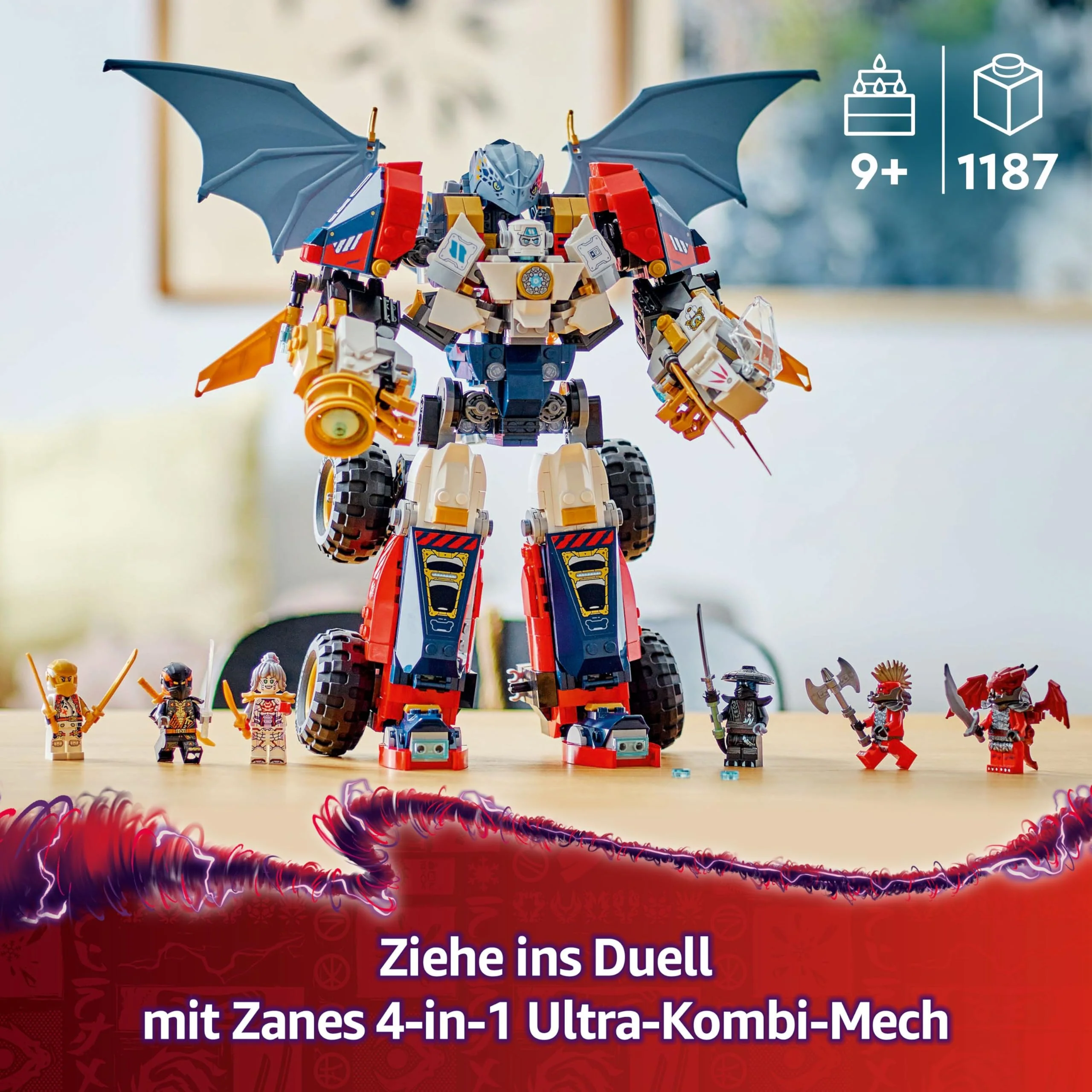 LEGO NINJAGO 4in1 Zanes Ultra-Kombi-Mech - Spielzeug mit Auto Modell - Umbaubar in einen Jet oder Drachen Figur - Inkl. 6 Minifiguren - Bauspielzeug für Jungen und Mädchen ab 9 Jahren 71834 - Image 11