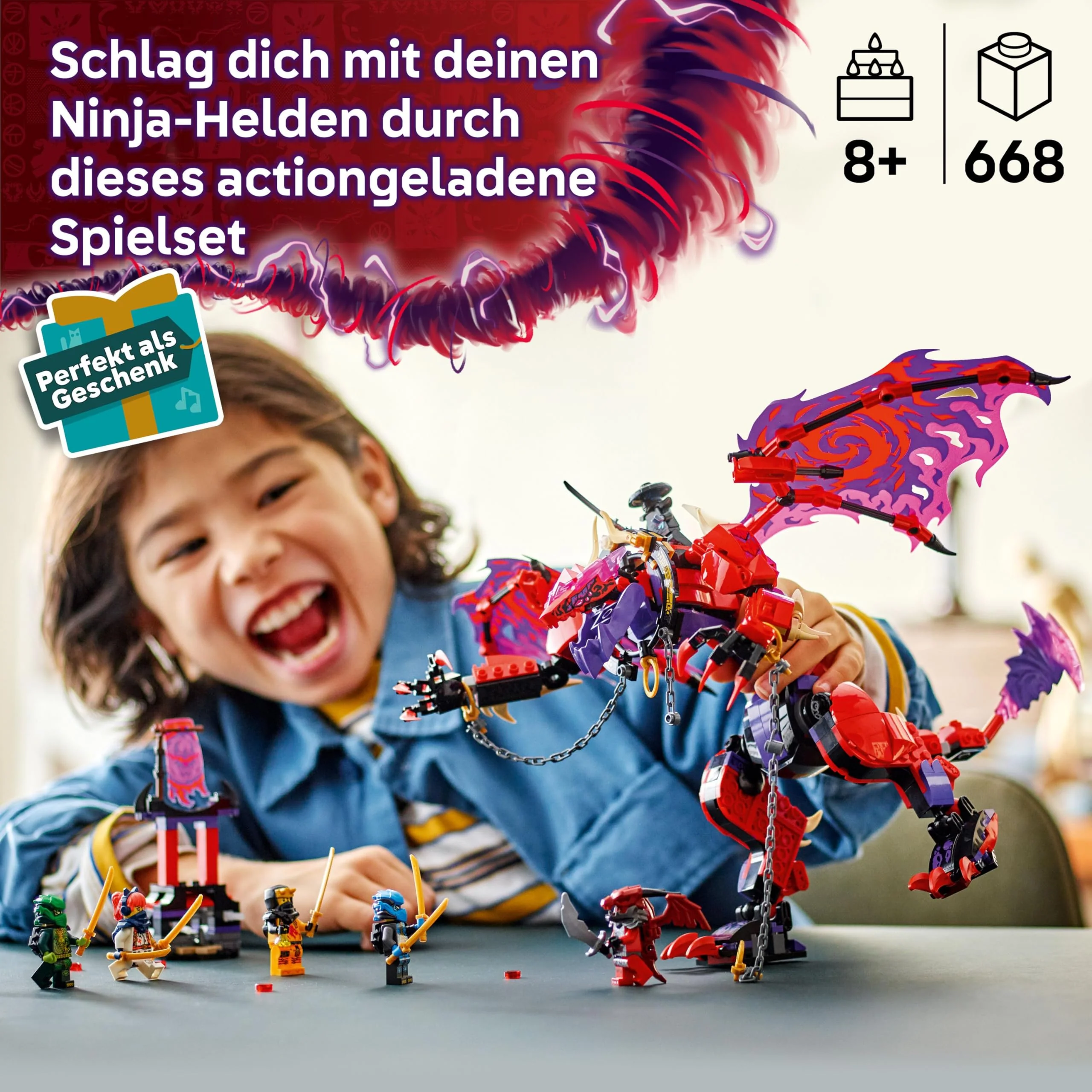 LEGO NINJAGO Chaosdrache Donnerzahn – Bewegliche Actionfigur mit 6 Minifiguren (Lloyd, NYA, Arin und Sora) – Kreatives Spielzeug zu Weihnachten für Kinder ab 8 Jahren – 71832 - Image 11
