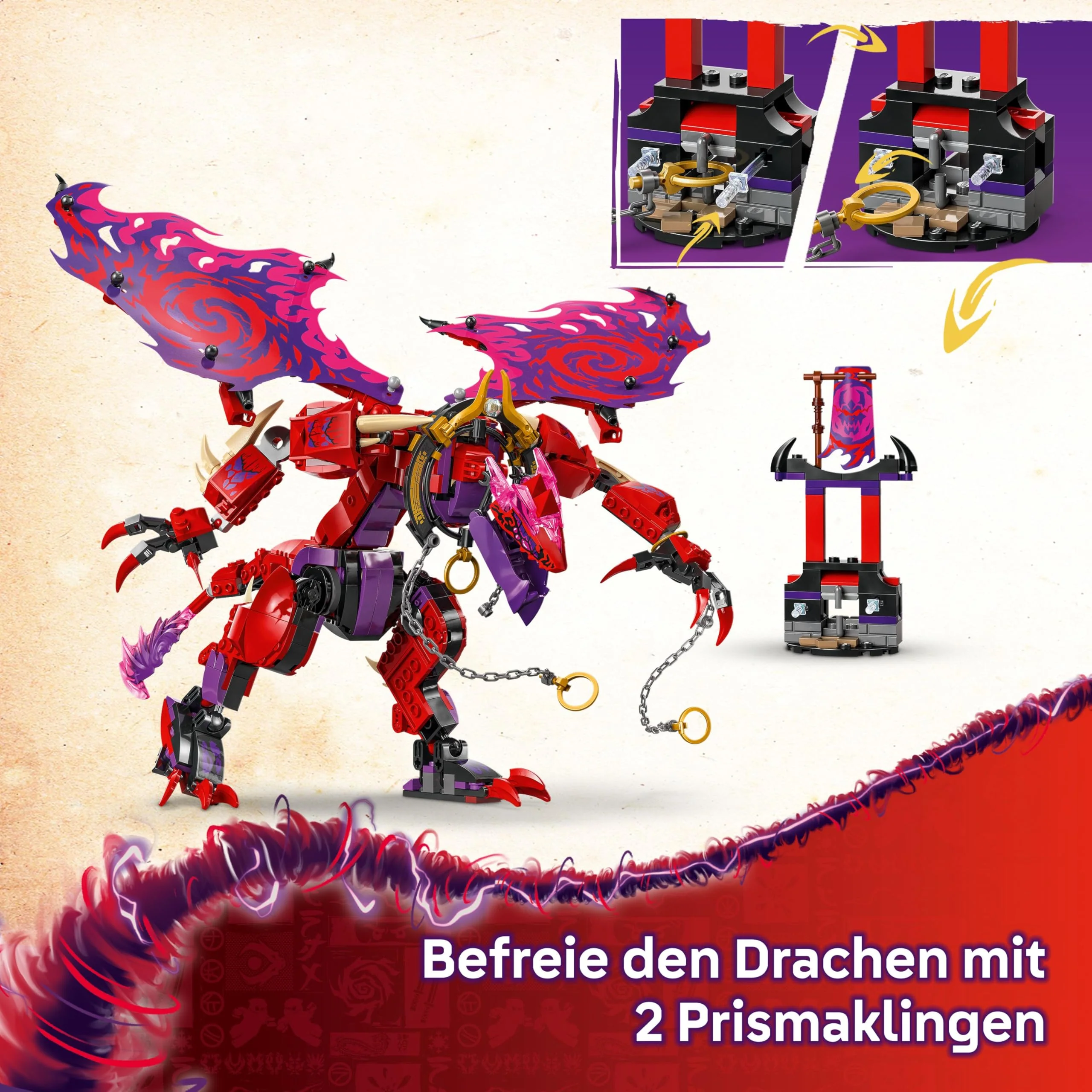 LEGO NINJAGO Chaosdrache Donnerzahn – Bewegliche Actionfigur mit 6 Minifiguren (Lloyd, NYA, Arin und Sora) – Kreatives Spielzeug zu Weihnachten für Kinder ab 8 Jahren – 71832 - Image 9