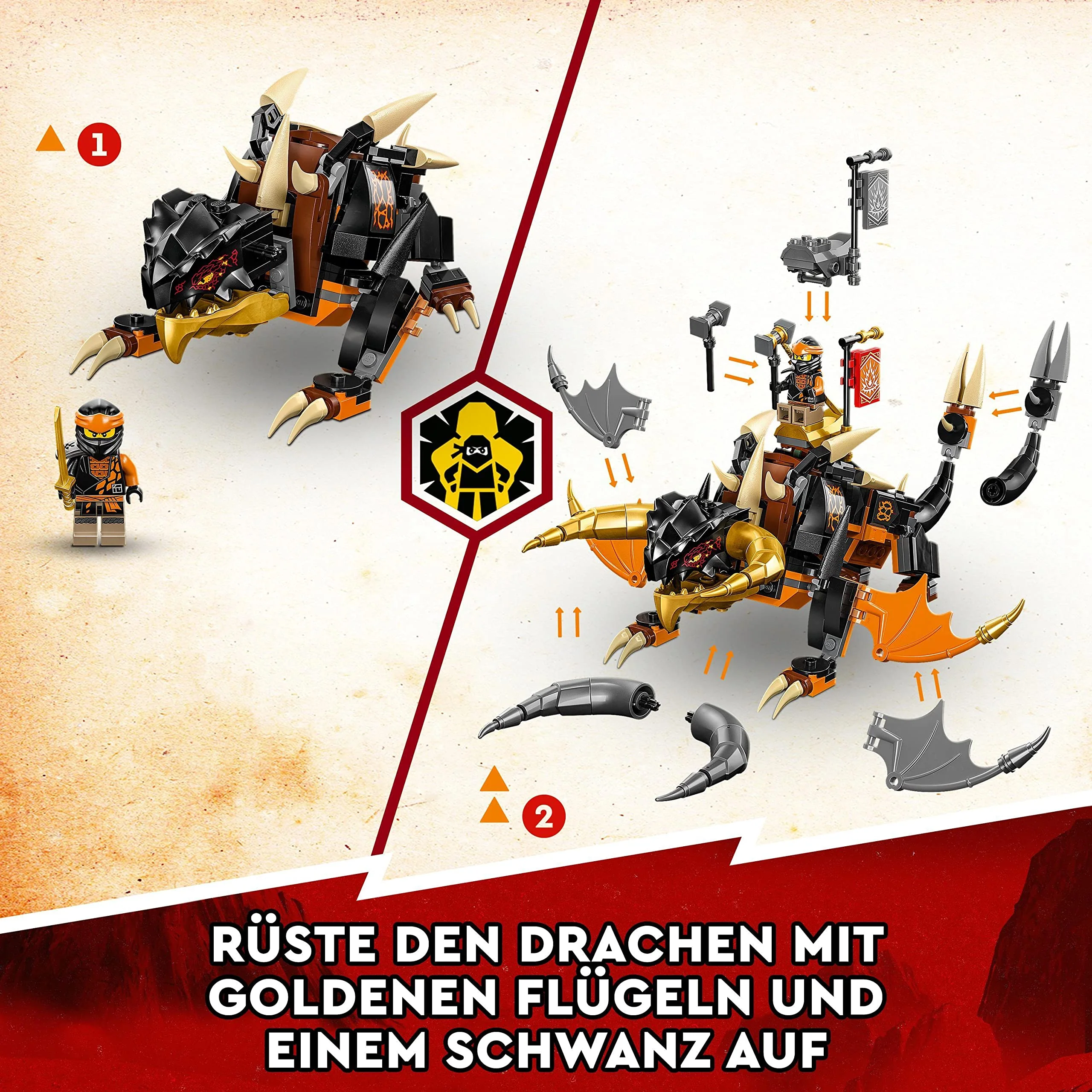 LEGO NINJAGO Coles Erddrache EVO, Spielzeug zum Sammeln mit aufrüstbarem Drachen & Skorpion-Figur sowie Minifiguren für Jungen und Mädchen 71782 - Image 5