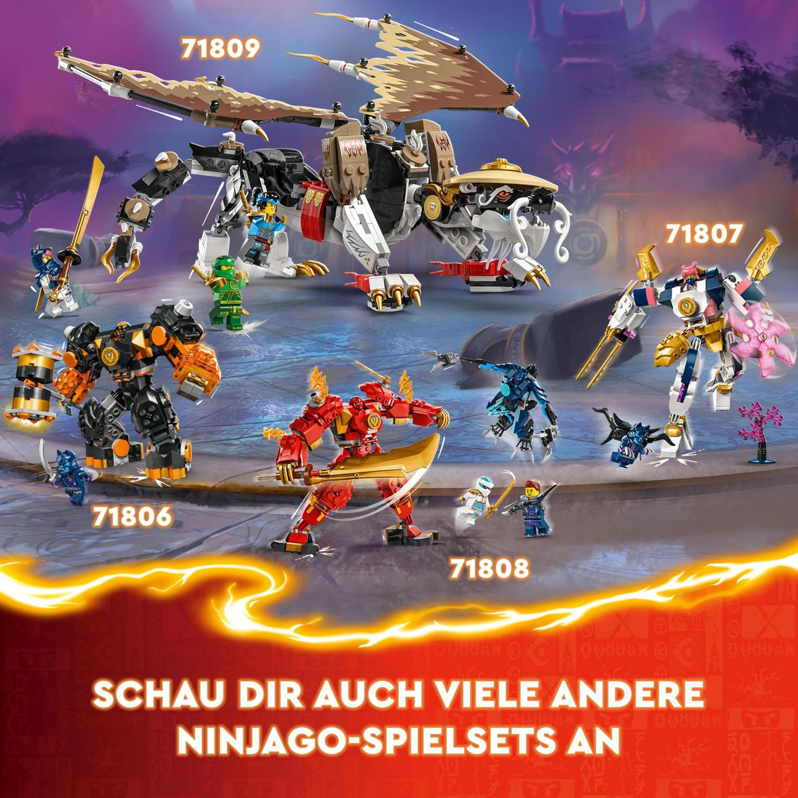 LEGO NINJAGO Egalt der Meisterdrache, Ninja-Set mit Drachen-Spielzeug und 5 Figuren inkl. Lloyd und NYA, Drachenmeister, Geschenk für Jungs und Mädchen ab 8 Jahren 71809 - Image 6