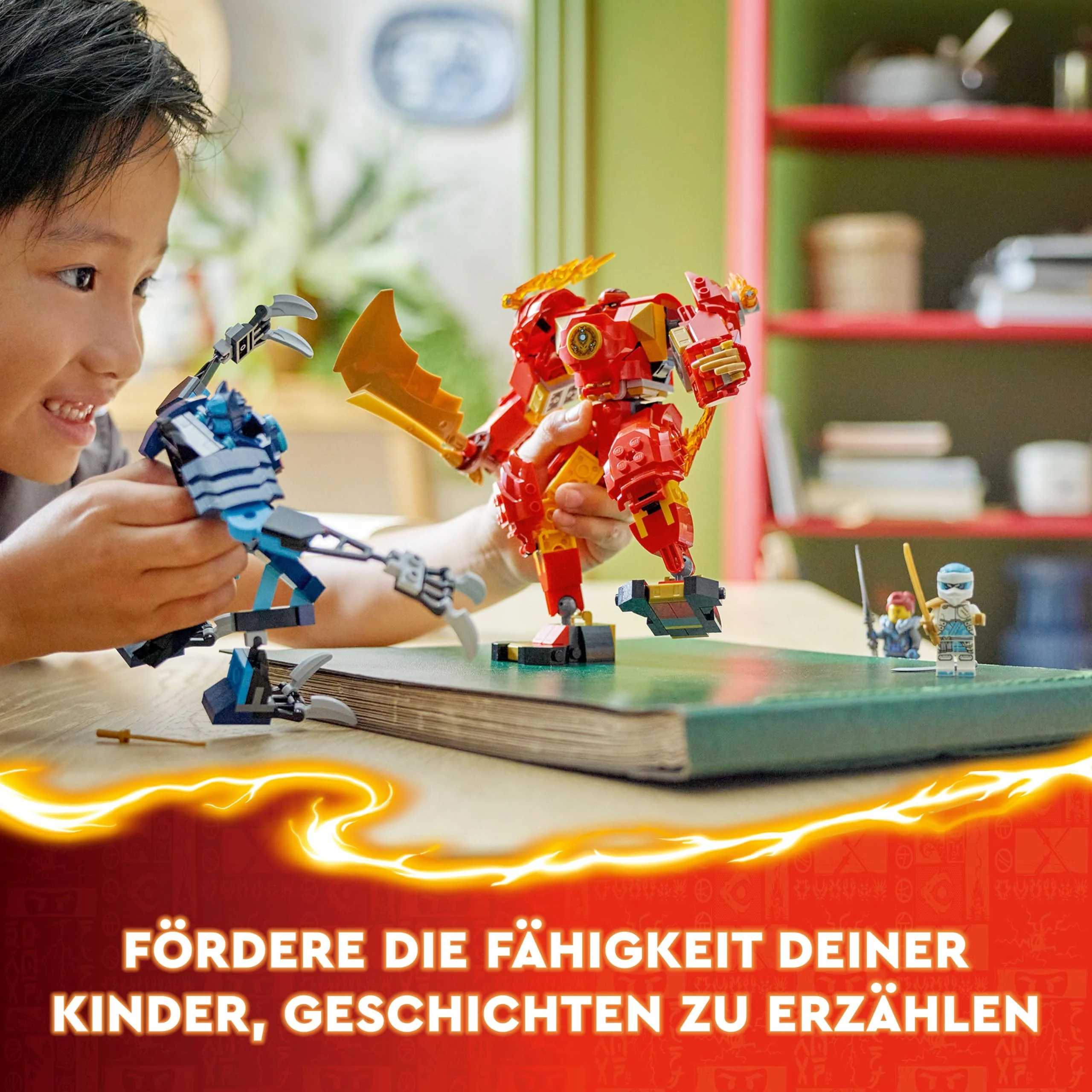 LEGO NINJAGO Kais Feuermech, Actionfiguren-Spielzeug für Kinder mit roter Mech-Figur zum Umgestalten, Ninja-Set mit 4 Figuren inkl. Kai und Zane, Geschenk für 7-jährige Jungs und Mädchen 71808 - Image 8