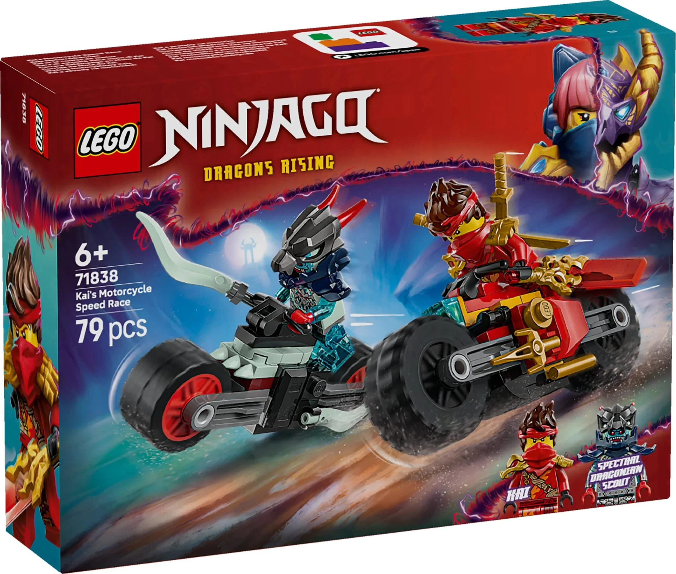 LEGO NINJAGO Kais Motorradrennen - Spielzeug mit 2 Ninja-Bikes und 2 Minifiguren - BAU- und Action-Set für Kinder - Kleines Geschenk für Jungen und Mädchen ab 6 Jahren - 71838 - Image 3
