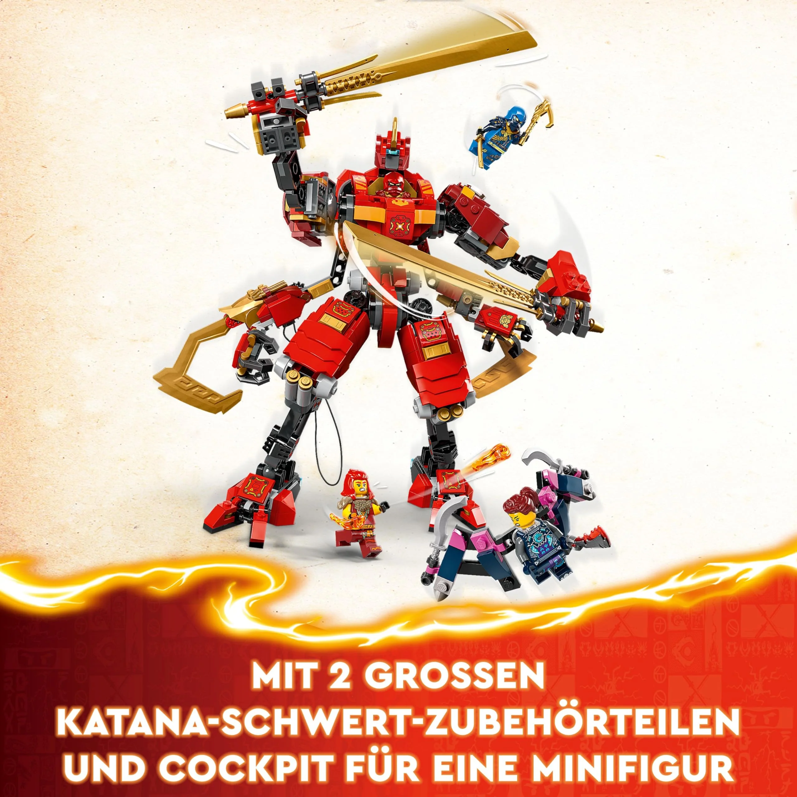 LEGO NINJAGO Kais Ninja-Kletter-Mech Set, Ninja-Spielzeug mit baubarer Actionfigur und 4 Mini-Figuren, Abenteuer-Set für Kinder, Geschenk zum Geburtstag für 9-jährige Jungs und Mädchen 71812 - Image 10