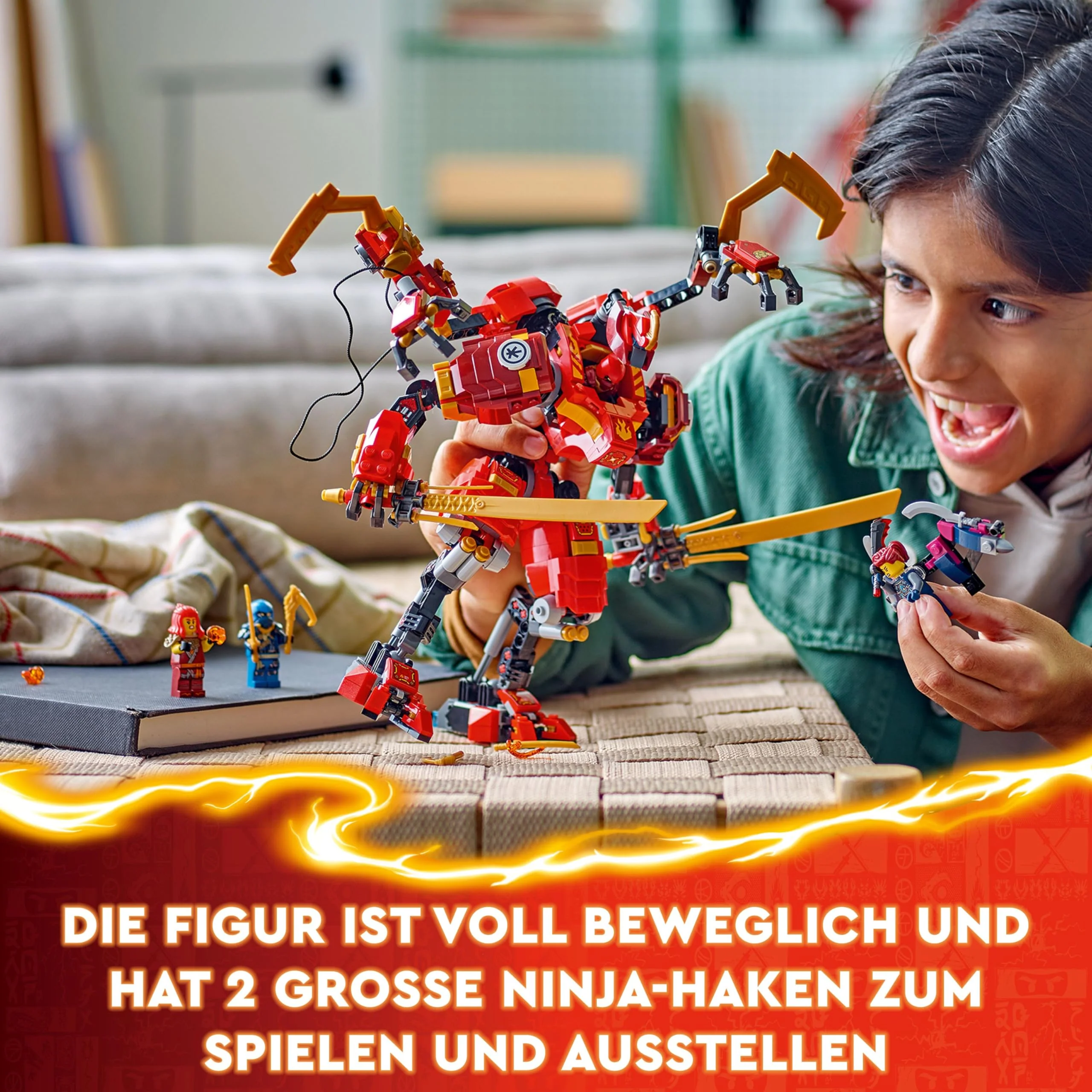 LEGO NINJAGO Kais Ninja-Kletter-Mech Set, Ninja-Spielzeug mit baubarer Actionfigur und 4 Mini-Figuren, Abenteuer-Set für Kinder, Geschenk zum Geburtstag für 9-jährige Jungs und Mädchen 71812 - Image 11