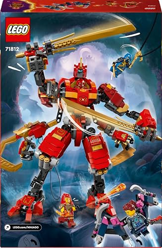 LEGO NINJAGO Kais Ninja-Kletter-Mech Set, Ninja-Spielzeug mit baubarer Actionfigur und 4 Mini-Figuren, Abenteuer-Set für Kinder, Geschenk zum Geburtstag für 9-jährige Jungs und Mädchen 71812 - Image 2