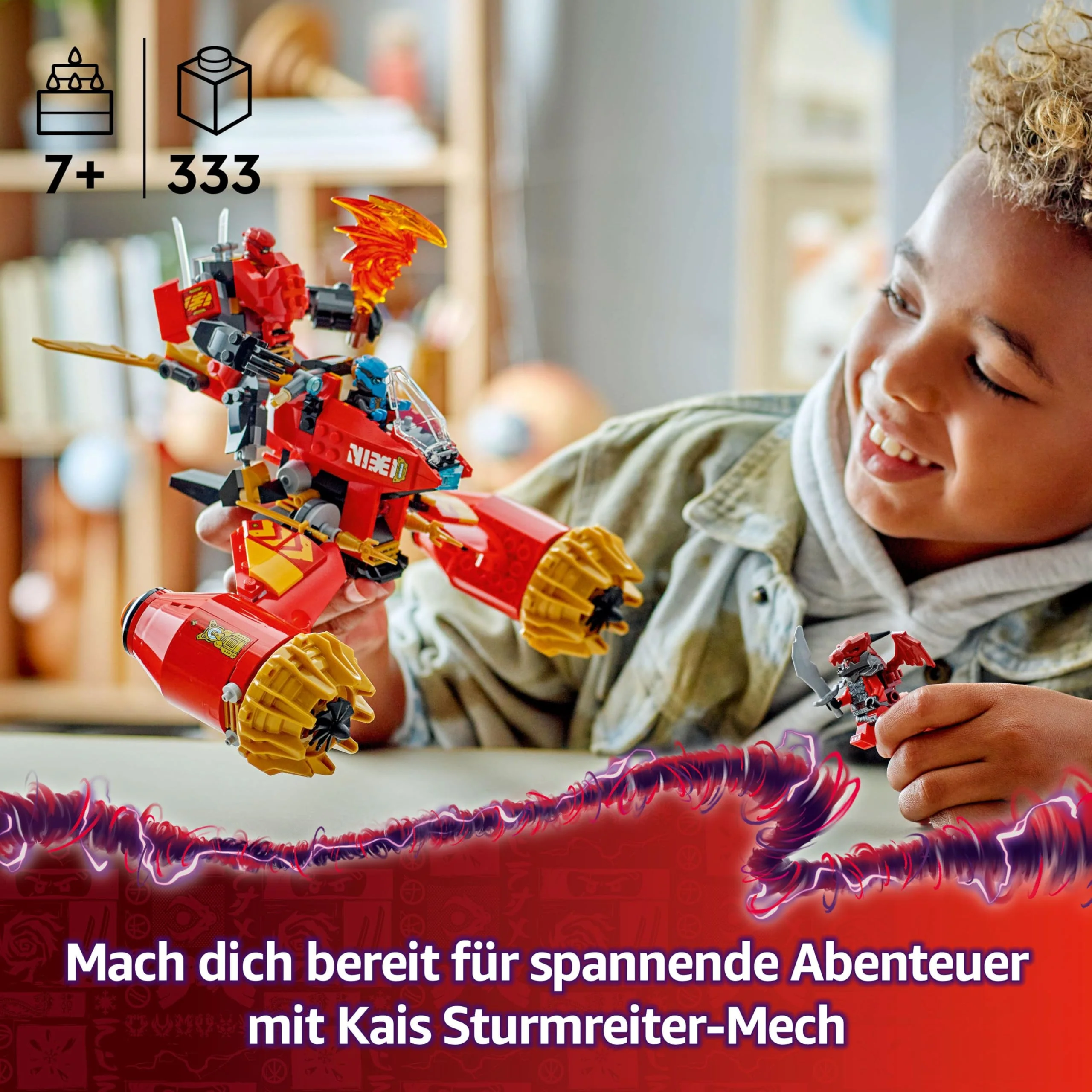 LEGO NINJAGO Kais Sturmreiter-Mech - Fliegendes Motorrad Spielzeug mit 3 Minifiguren - Mech mit beweglichem Kopf, Armen und Beinen - Bauspielzeug - Geschenk für Jungen & Mädchen ab 7 Jahren 71830 - Image 12