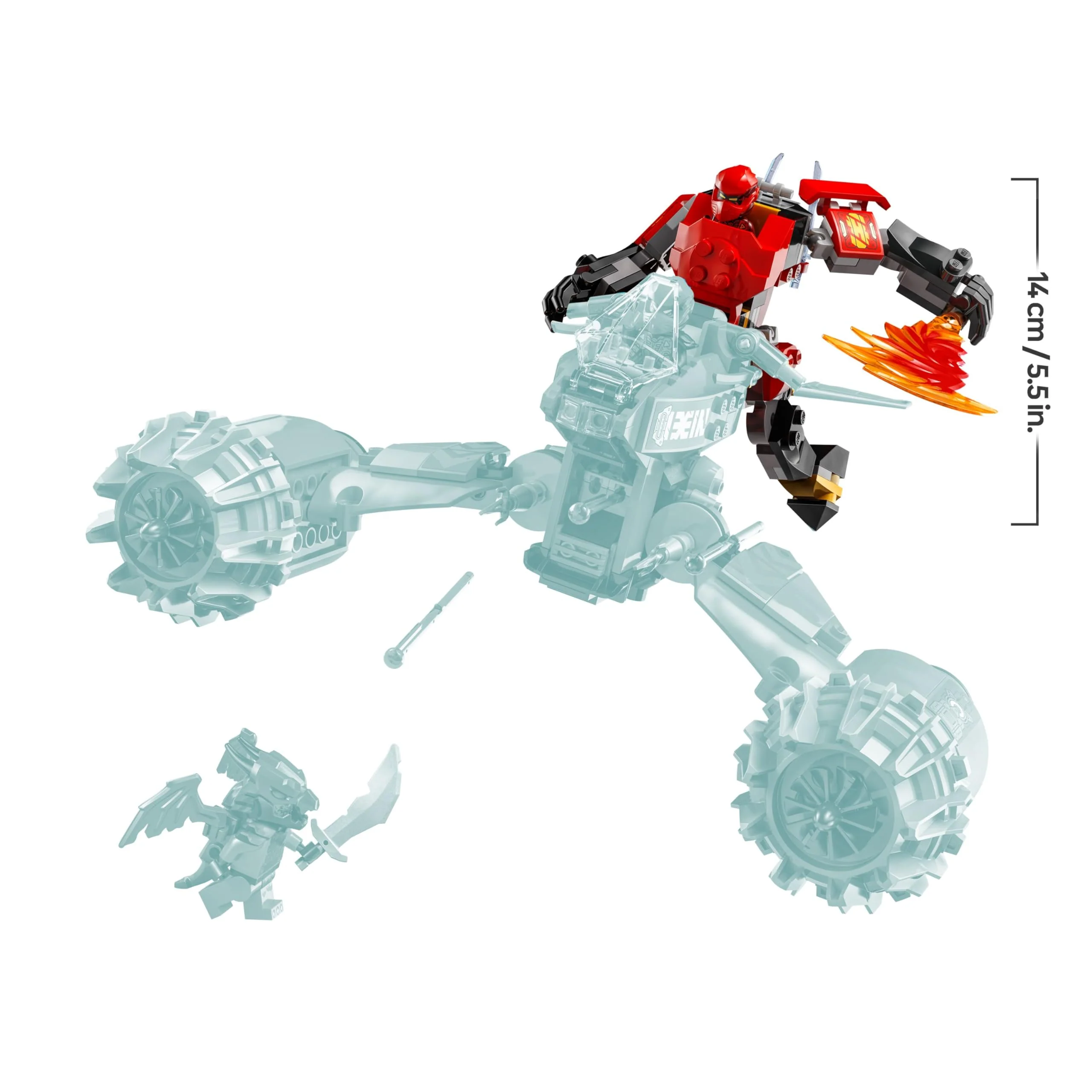 LEGO NINJAGO Kais Sturmreiter-Mech - Fliegendes Motorrad Spielzeug mit 3 Minifiguren - Mech mit beweglichem Kopf, Armen und Beinen - Bauspielzeug - Geschenk für Jungen & Mädchen ab 7 Jahren 71830 - Image 6