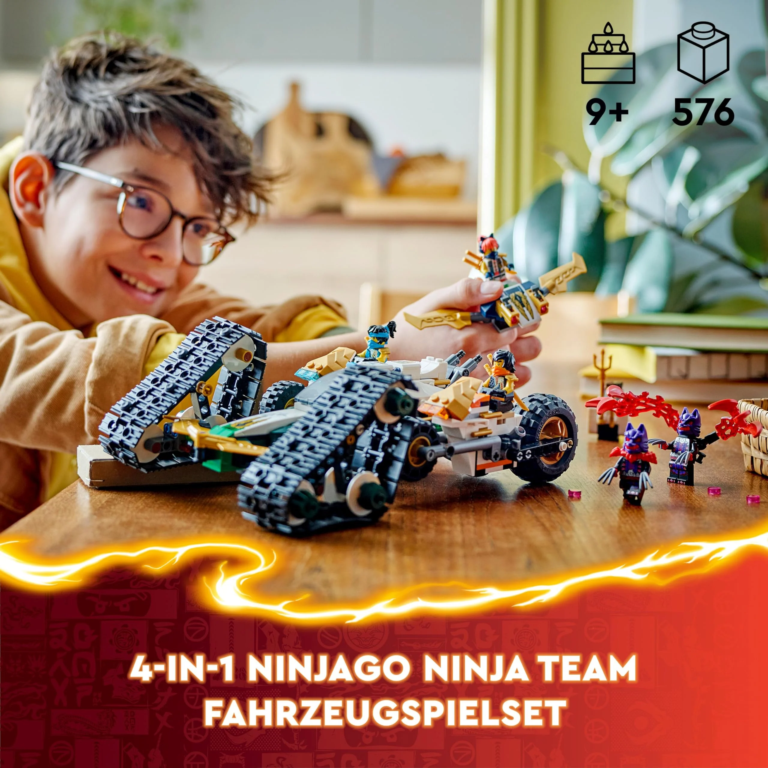 LEGO NINJAGO Kombi-Raupe des Ninja-Teams, 4-in-1-Set mit Gleiter, Rennauto und 2 Motorrädern und 6 Minifiguren, Geschenk für Jungen und Mädchen, Ninja-Spielzeug 71820 - Image 13