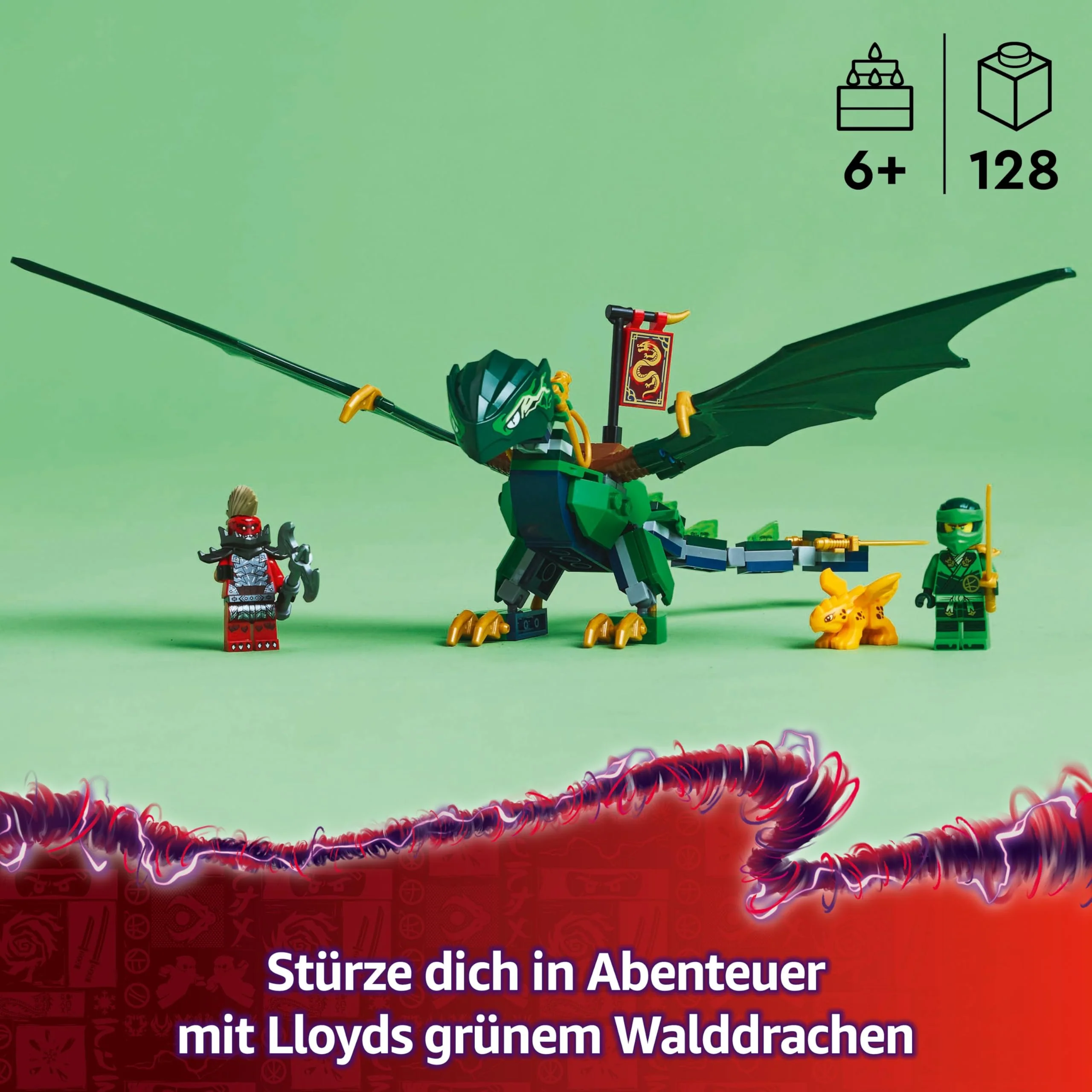 LEGO NINJAGO Lloyds grüner Walddrache - Spielzeug Drache mit 2 Minifiguren - Drachenfigur mit beweglichem Schwanz, Hals, Beine & Flügel - Geschenkidee für Jungen und Mädchen ab 6 Jahren 71829 - Image 12
