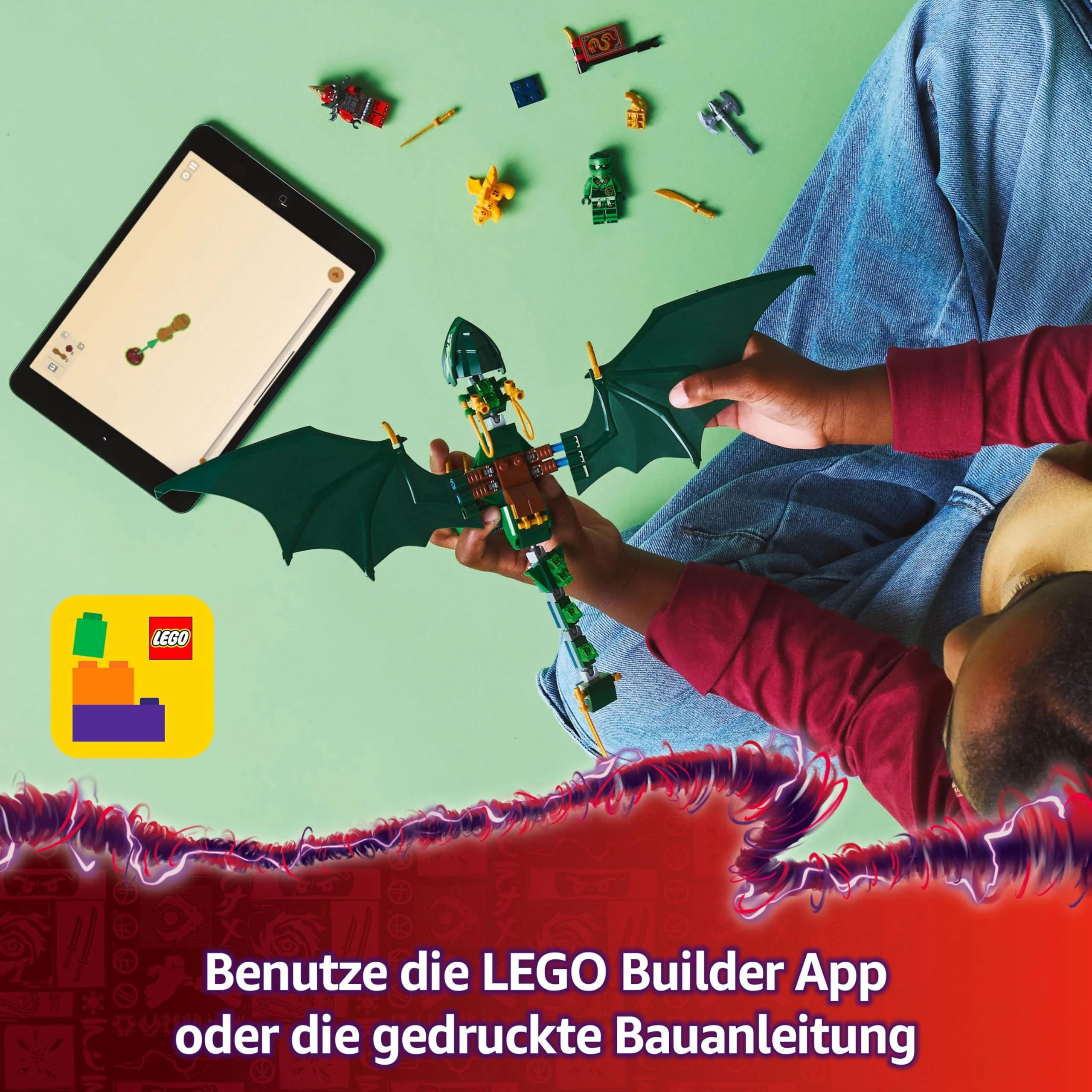 LEGO NINJAGO Lloyds grüner Walddrache - Spielzeug Drache mit 2 Minifiguren - Drachenfigur mit beweglichem Schwanz, Hals, Beine & Flügel - Geschenkidee für Jungen und Mädchen ab 6 Jahren 71829 - Image 8