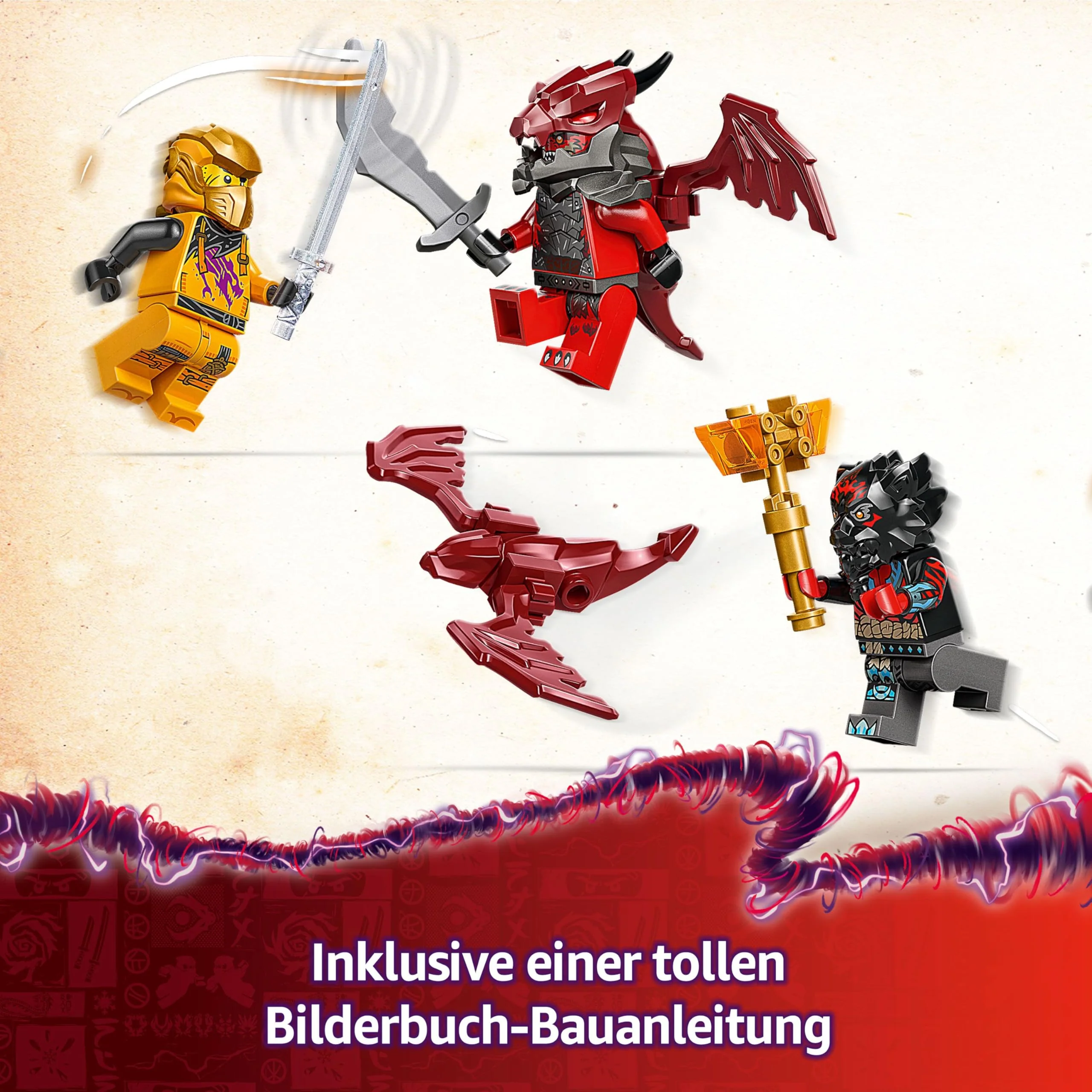 LEGO NINJAGO Ras und Arins Super-Sturmflieger - Spielzeug mit Drohne, Shootern, Klingen und Triebwerken - Inkl. 3 Minifiguren für Ninja Rollenspiele - Bauset für Jungen und Mädchen ab 8 Jahren 71833 - Image 10