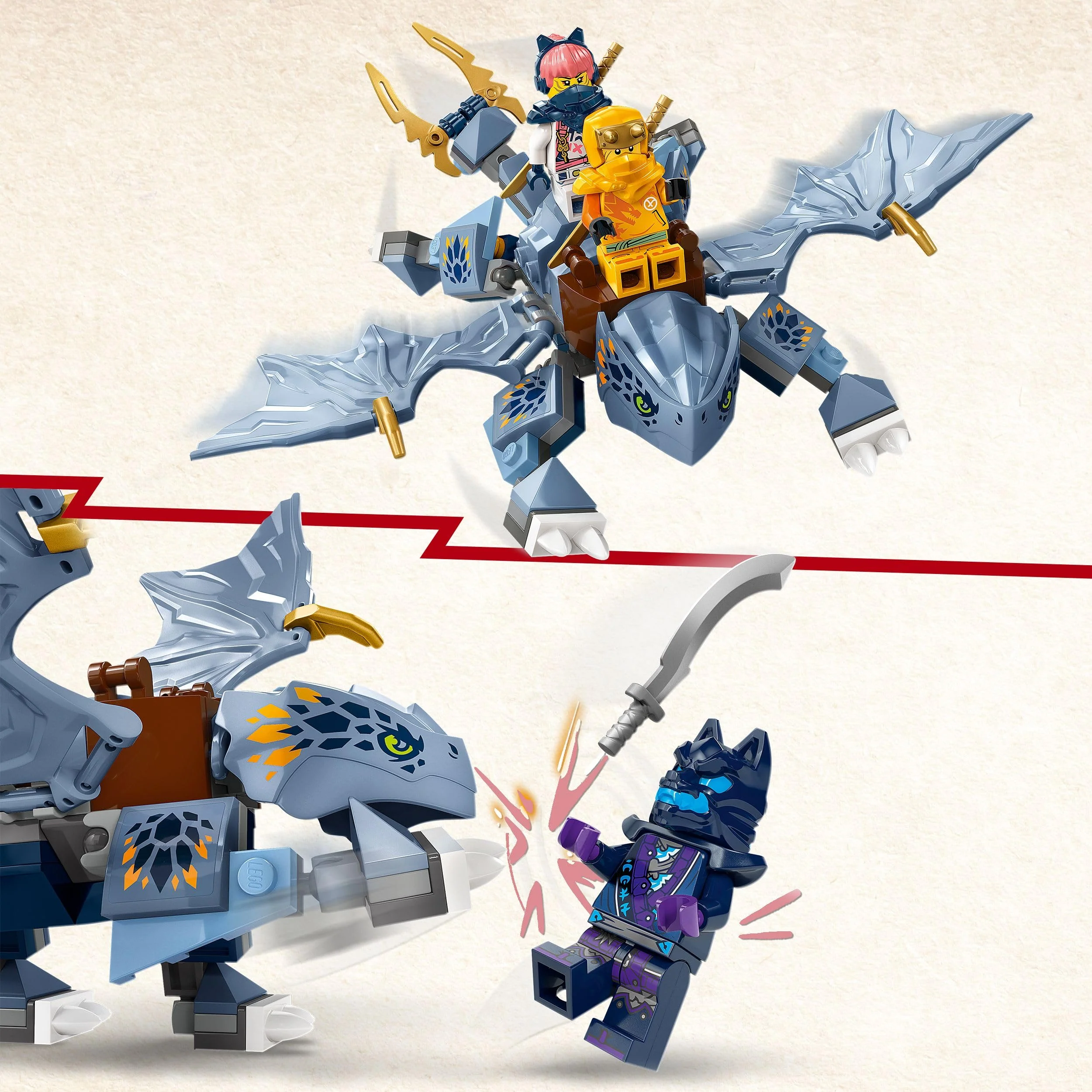 LEGO NINJAGO Riyu der Babydrache, Drachen-Spielzeug mit 3 Mini-Figuren, baubares Ninja-Spielzeug für 6-jährige Jungs und Mädchen, actionreiches Geschenk für Kinder 71810 - Image 9