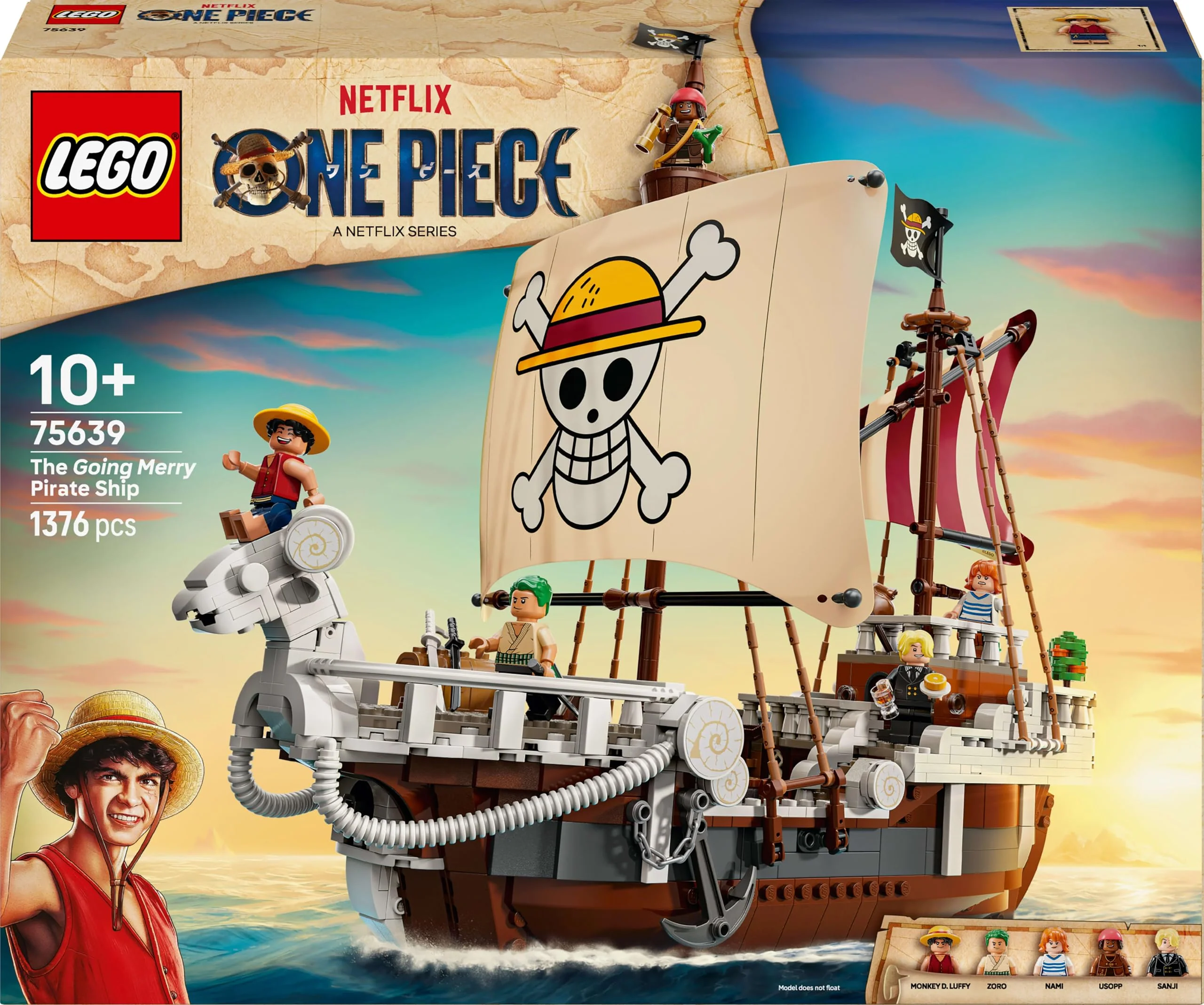 LEGO ONE Piece - Das Piratenschiff Flying Lamb (Going Merry) - Spielset mit 5 Minifiguren - inkl. Ruffy, Zoro & Nami - Spielzeug zum Bauen - Geschenk für Jungen, Mädchen & Fans ab 10 Jahren - 75639 - Image 2