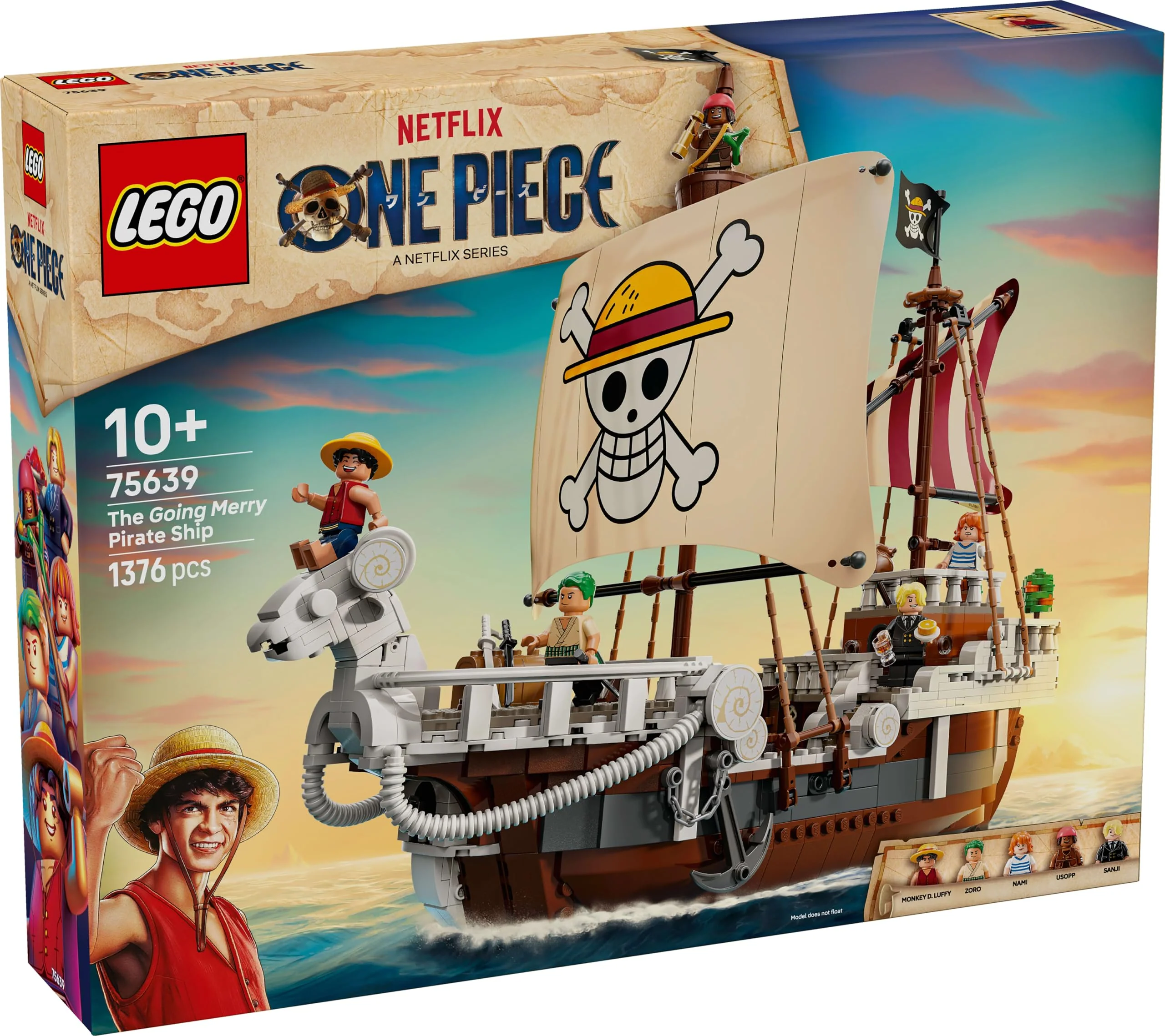 LEGO ONE Piece - Das Piratenschiff Flying Lamb (Going Merry) - Spielset mit 5 Minifiguren - inkl. Ruffy, Zoro & Nami - Spielzeug zum Bauen - Geschenk für Jungen, Mädchen & Fans ab 10 Jahren - 75639 - Image 3