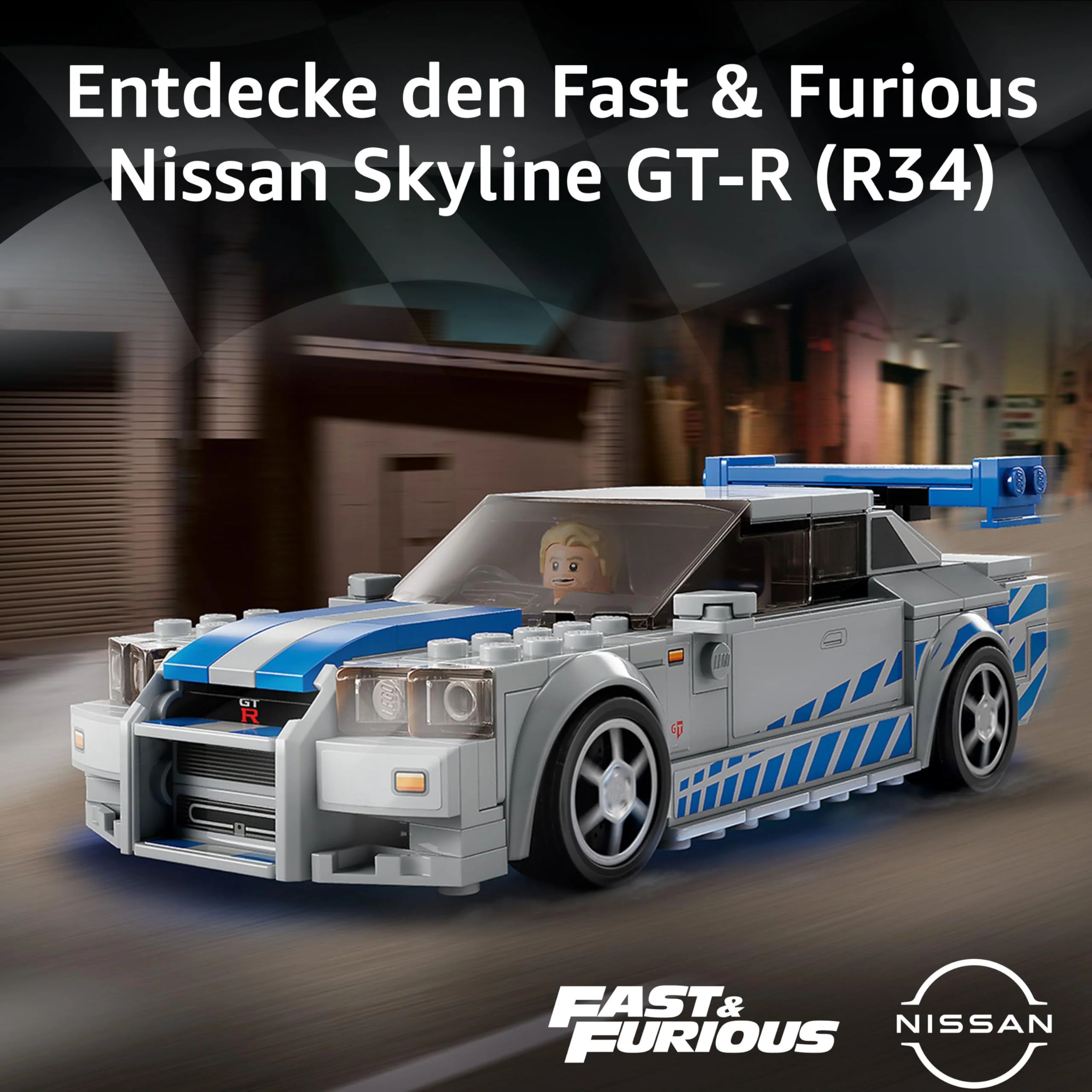 LEGO Speed Champions 2 Fast 2 Furious Nissan Skyline GT-R (R34) Rennwagen Spielzeug zum Bauen, 2023 Modell Auto-Bausatz mit Brian O'Conner Figur 76917 - Image 11