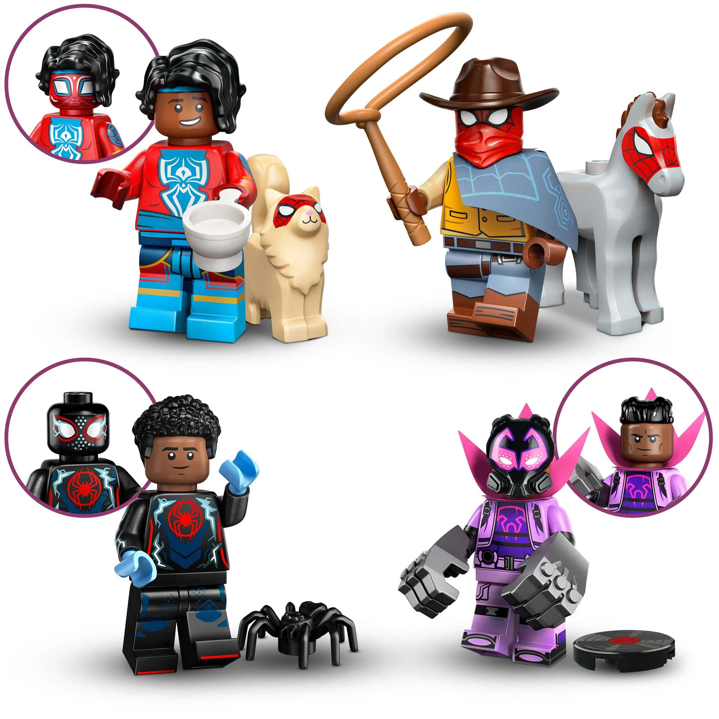 Lego Spiderman Minifiguren Serie mit 12 Spider-Man Figuren: Komplett-Set der Lego Minifiguren Serie 71050 Across The Spider-Verse (inkl. bedruckter Fliese) - Image 4